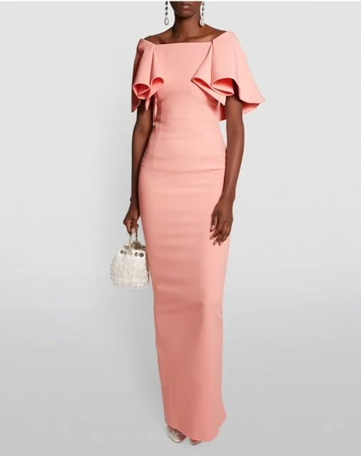 Safiyaa - pink ruffle sleeve gown  Black Book Style | Toronto Designer  Dress Rentals