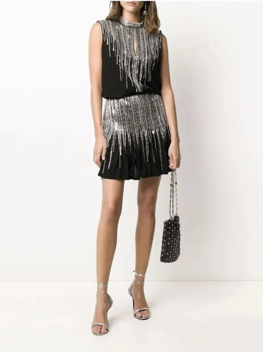 Balmain - Mini dress black beaded  Black Book Style | Toronto Designer  Dress Rentals