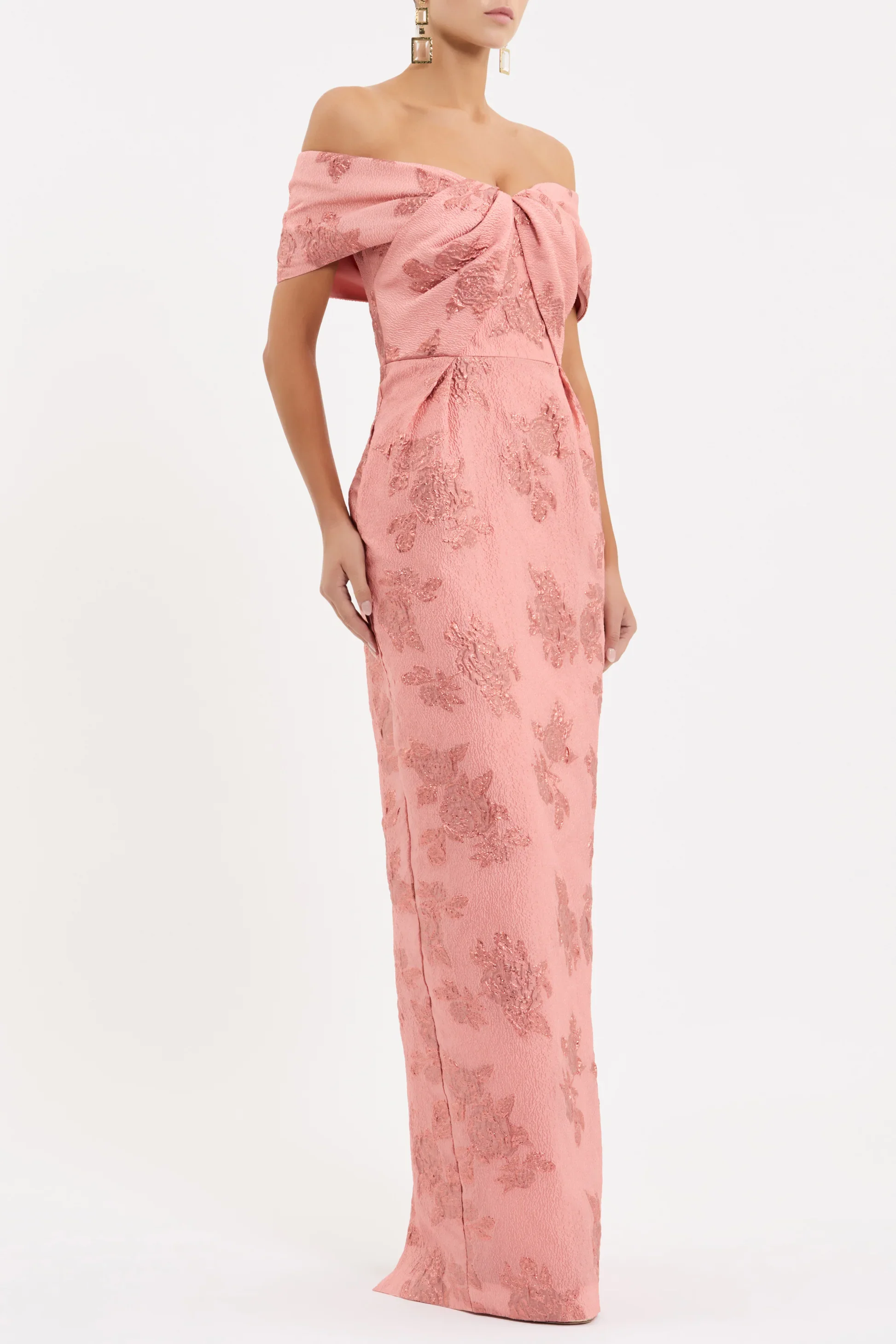 Rebecca Vallance Levinia off-shoulder brocade gown Retail $2700 Rental $620 size 6