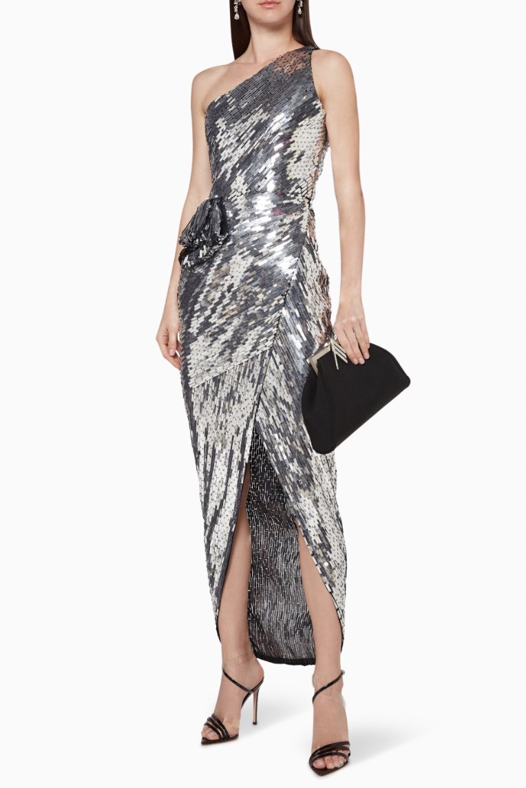 Rachel Gilbert - Silver Mirror Gown (Size 6 - 8)