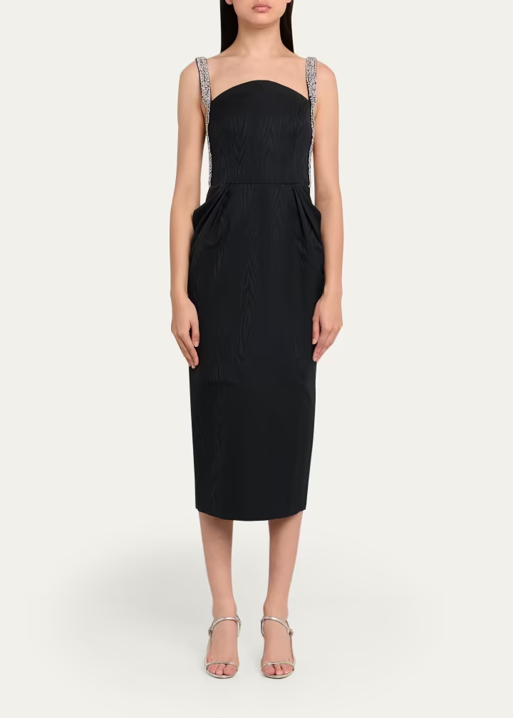 Rebecca Vallance Teles Crystal-Trim Taffeta Midi Dress Retail $1550 Rental $550 Size 12