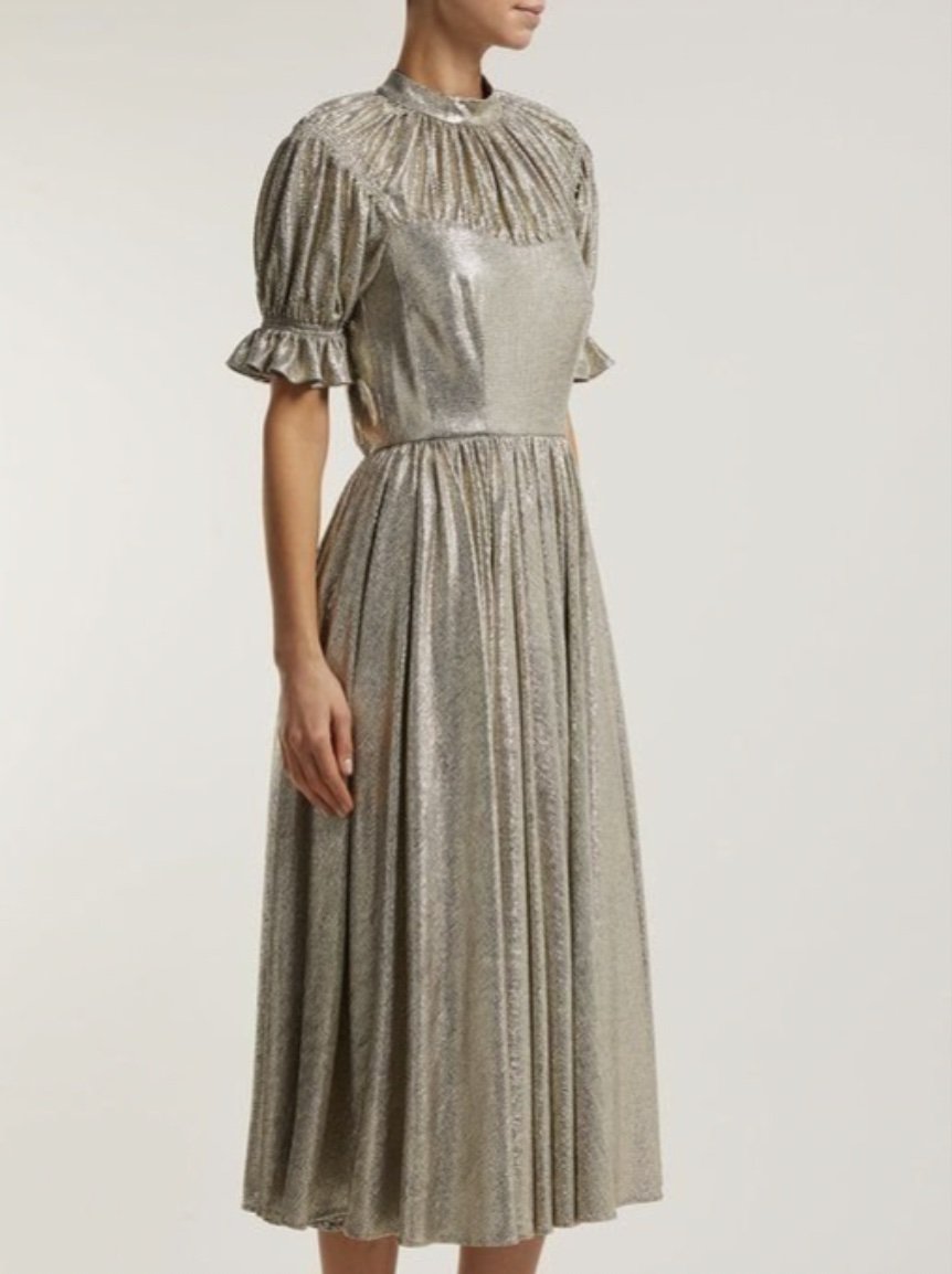 Emilia Wickstead - Metallic Silver Dress (Size 4 - 6)