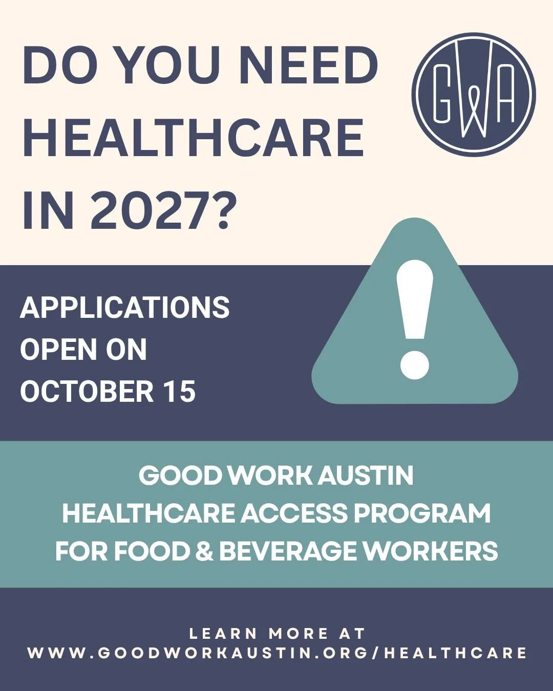 Healthcare Access Applications open in ONE WEEK!

Know a food or beverage worker who could use help getting health insurance? Tag them below and share this post!

Good Work Austin&rsquo;s Healthcare Access Program helps food and beverage workers navi