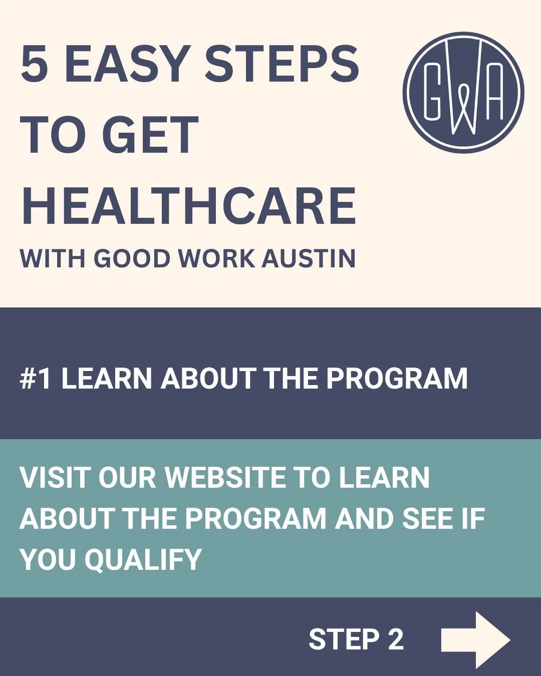 Getting healthcare coverage doesn't have to be complicated! 

Good Work Austin's Healthcare Access Program helps local food and beverage workers access affordable health insurance and we're here to guide you through the process.

Here's how to get st