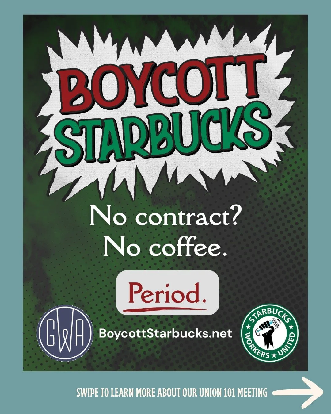 Support Workers. Support Local.

At Good Work Austin, we stand with Starbucks Workers United (sbworkersunited) as they fight for a fair contract, better wages, and safer working conditions. 

Starbucks workers themselves have called for a boycott, an