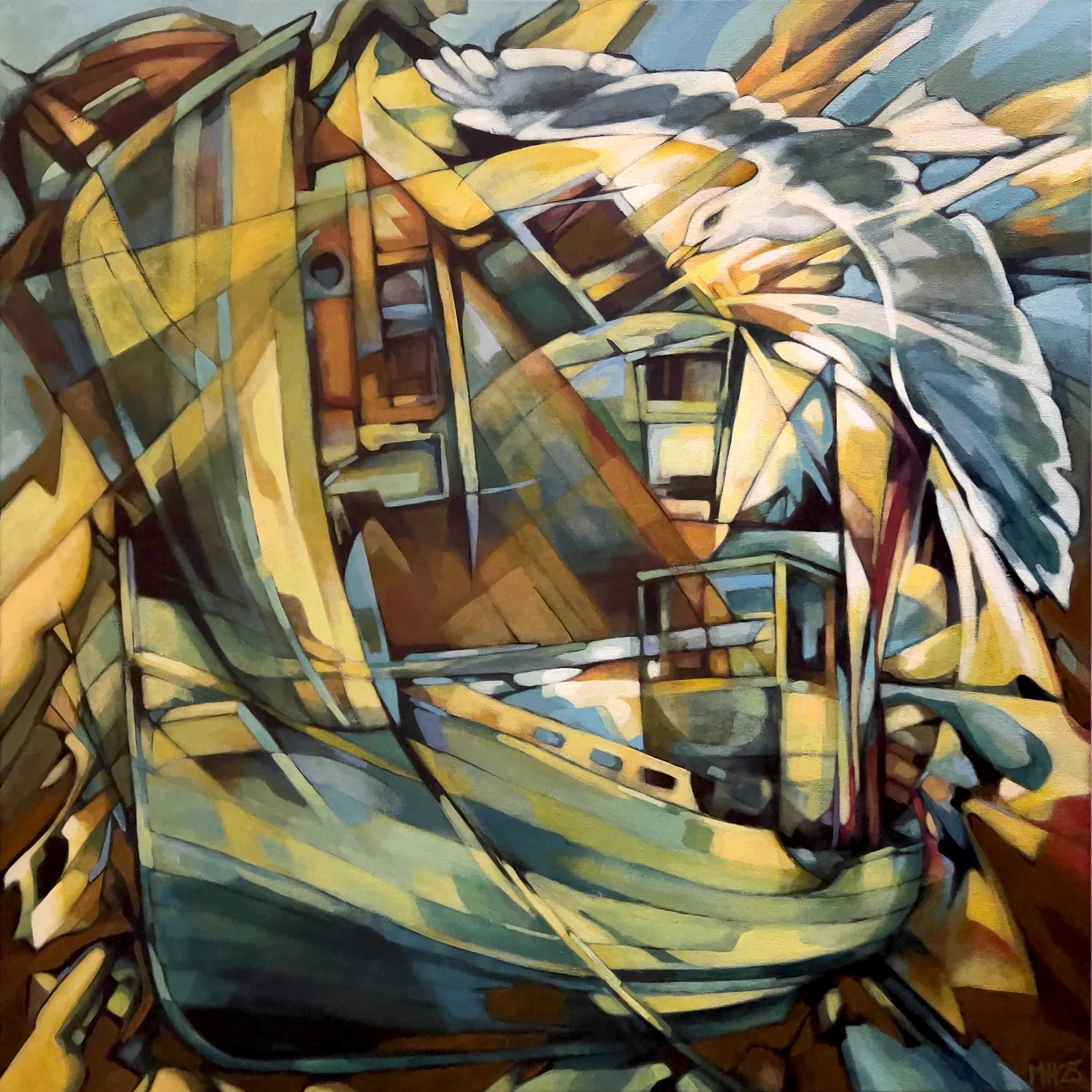 'Boat Yard' 2  Acrylic on canvas. 60cm x 60cm. £500 