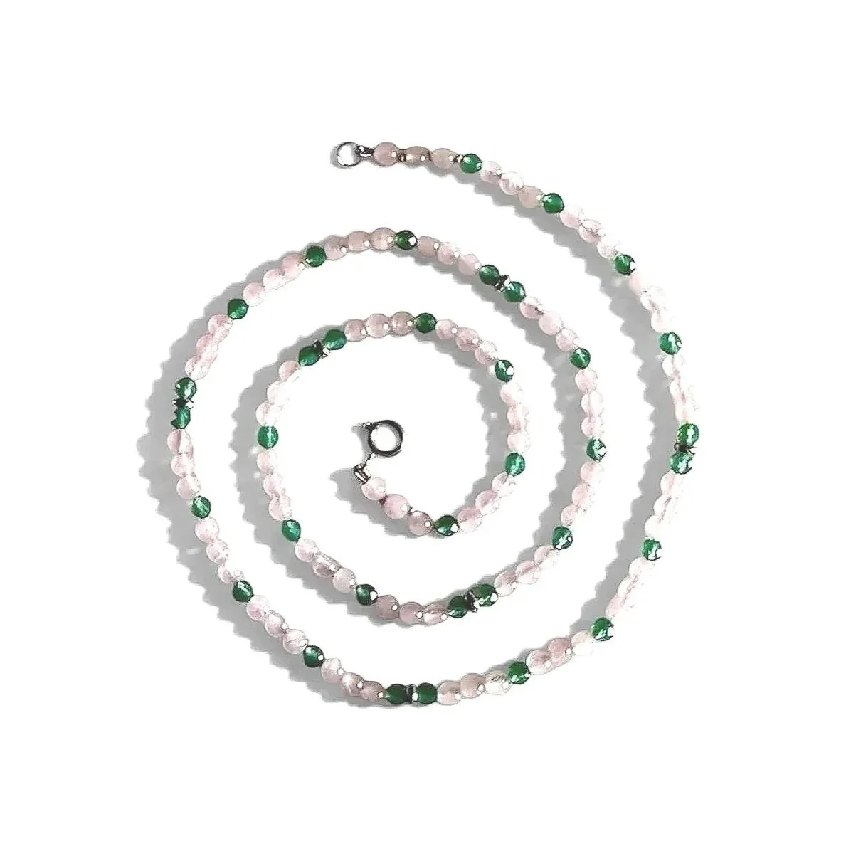Rose Quartz and Green Agate Caillou Necklace