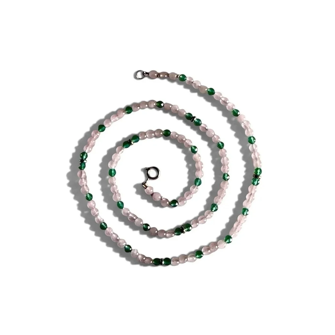 Rose Quartz and Green Agate Caillou Necklace