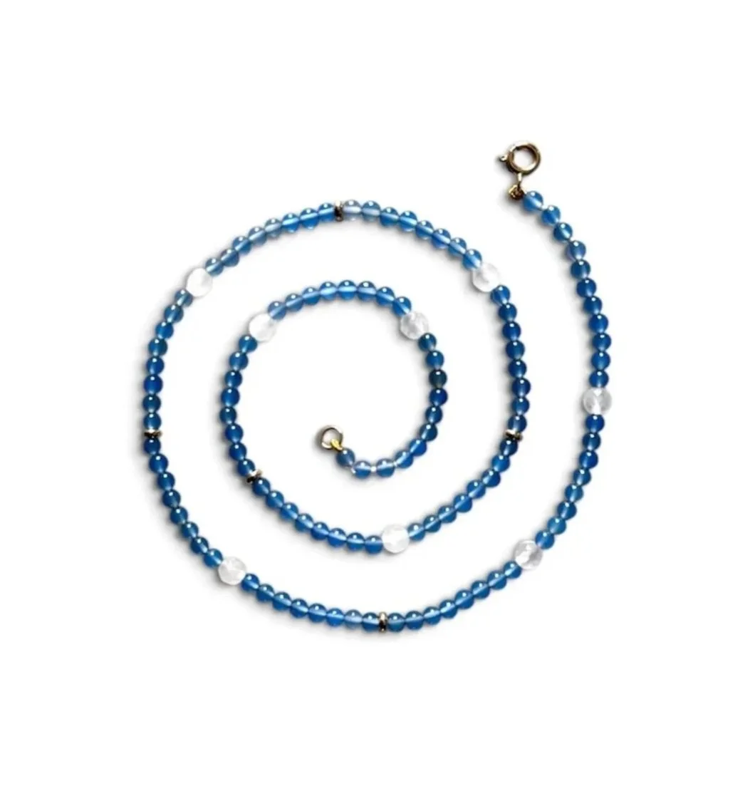 Blue Agate and Rose Quartz Caillou Necklace