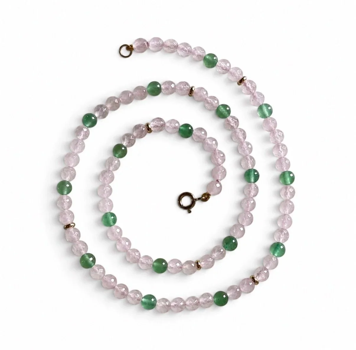Rose Quartz and Aventurine Caillou Necklace