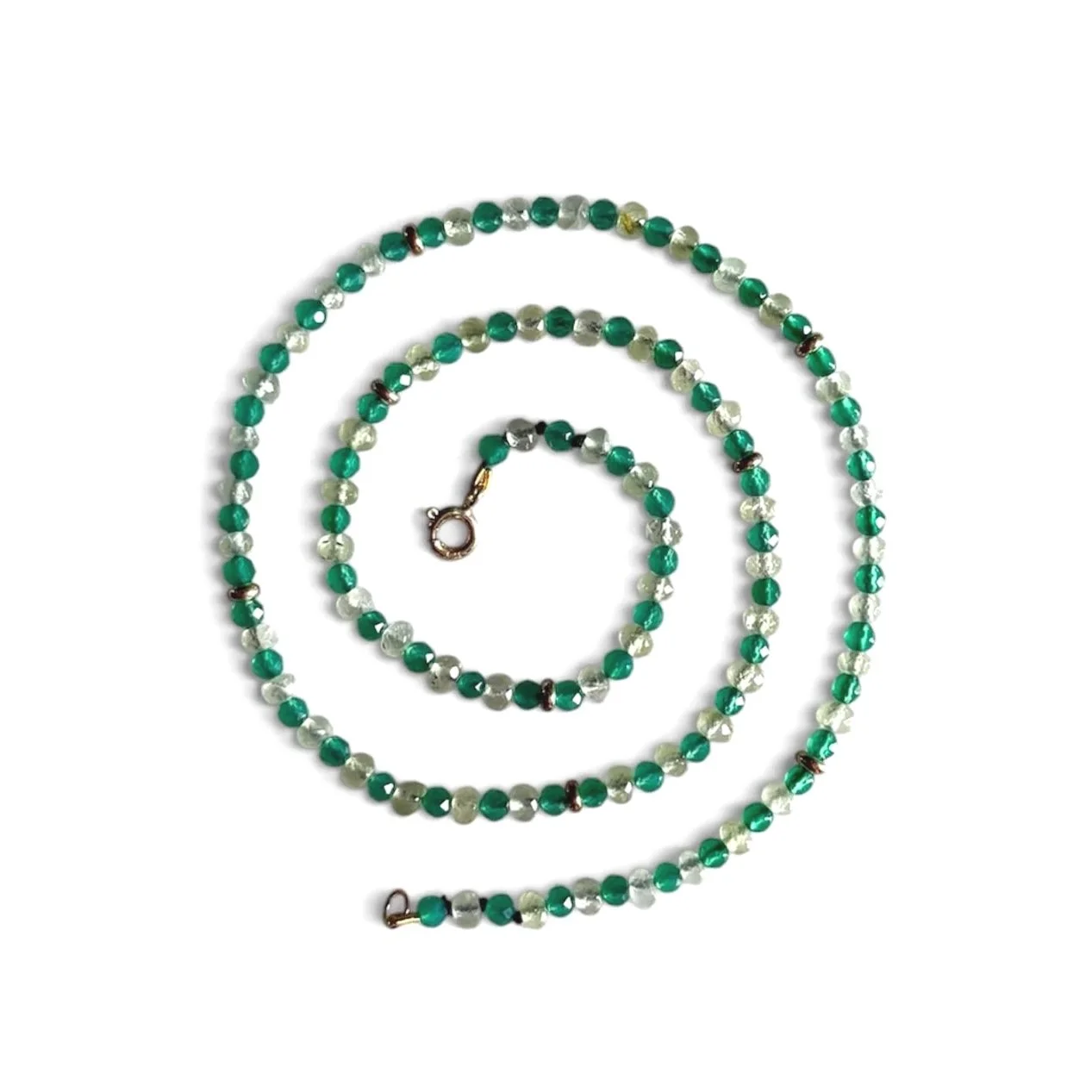 Green Agate and Prehnite Caillou Necklace
