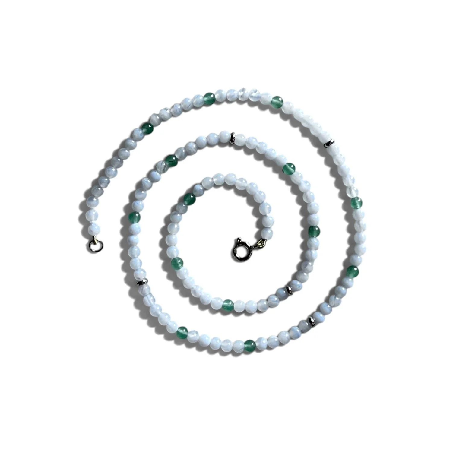 Blue Lace Agate Caillou Necklace with Aventurine