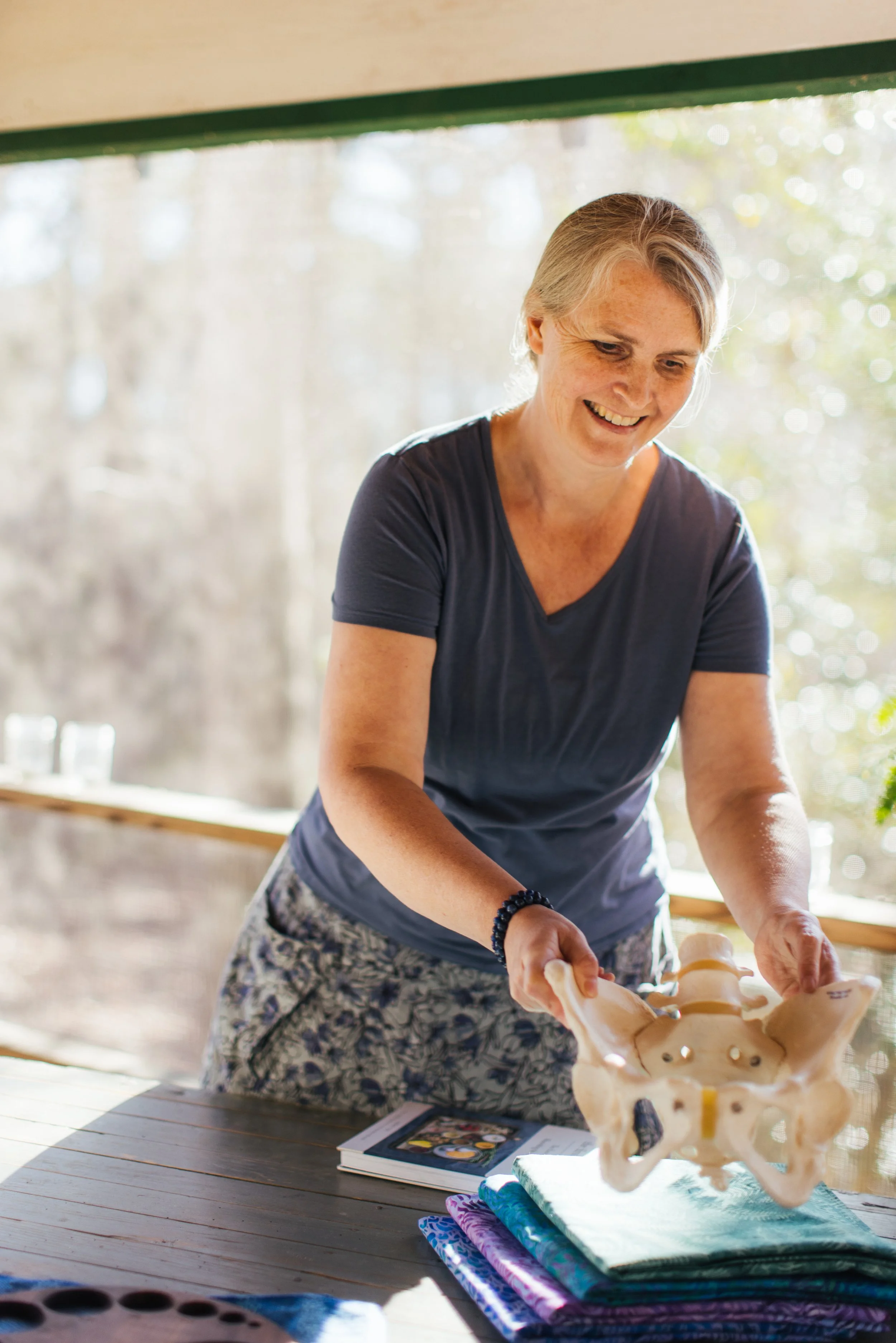 Birth educator prepares for class