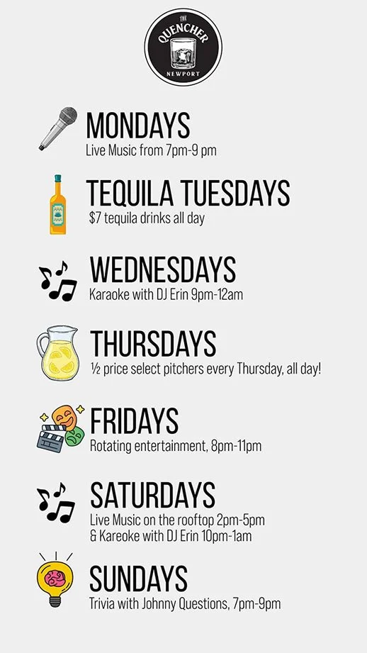 Weekly entertainment and specials