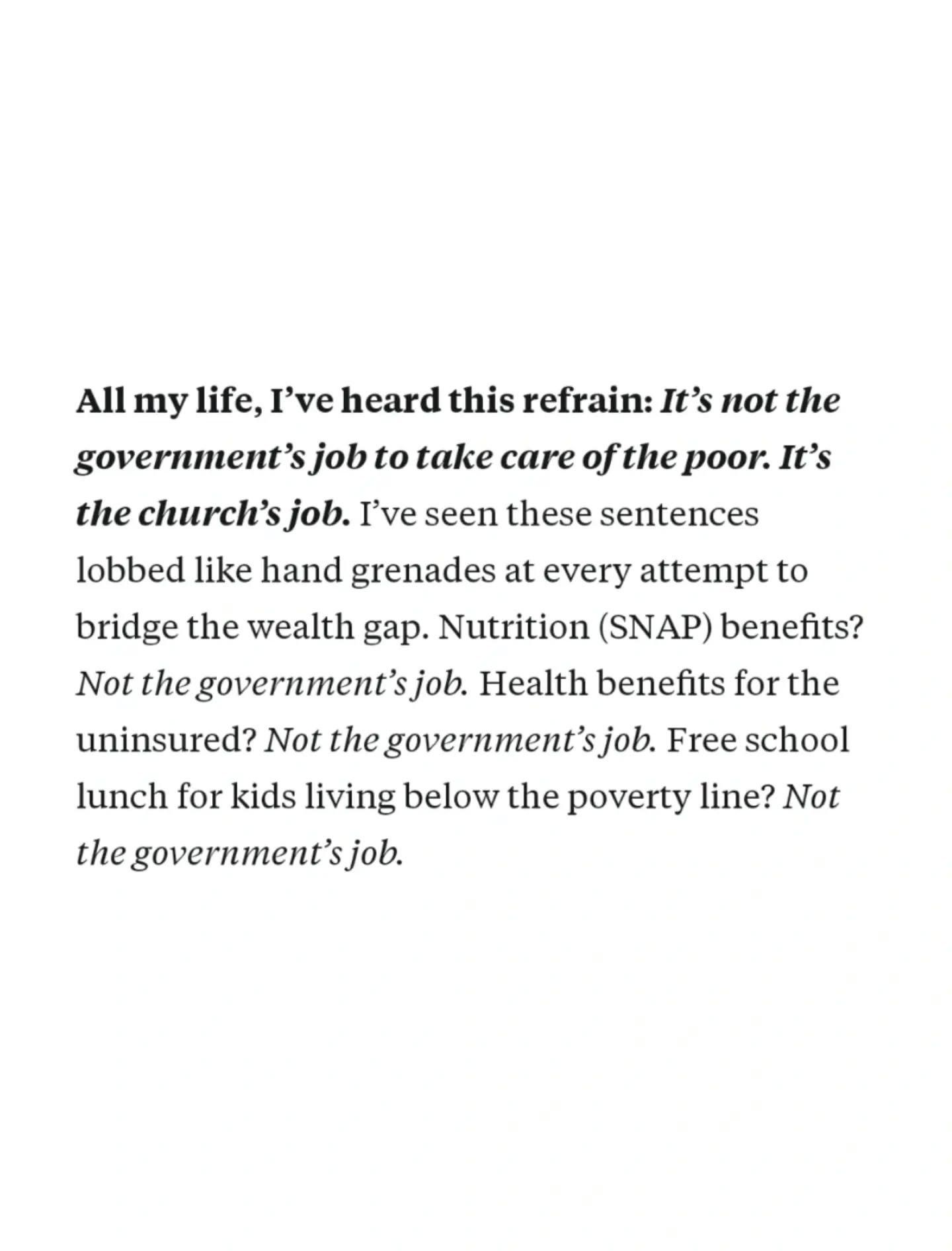 Whose job is it? Why do so many Christians work so hard against *anyone* caring for the poor? We can't have it every single way at once. Get to the full piece - Parable of the Watermelon - in my stories. 

Spoiler alert: as always, my neighbors show 