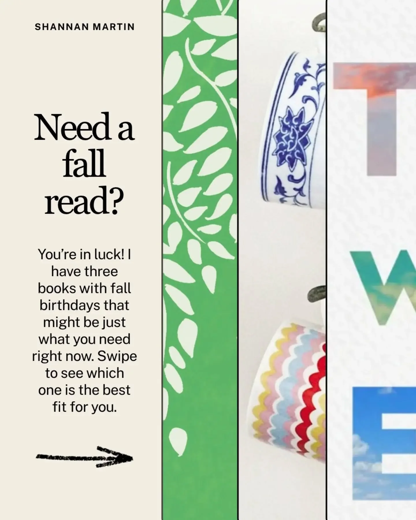 Calling all book-clubbers! Are you looking for your next read? In addition to Counterweights, I wrote 3 other books - and all 3 of them have fall birthdays. 🥳 This seemed like the right time for a primer.

The Shannan Martin series covers a lot of g