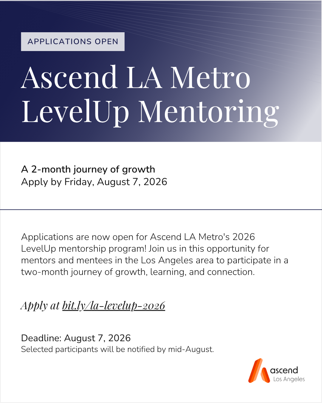 Ascend LA Metro - LevelUp Mentoring Applications Open