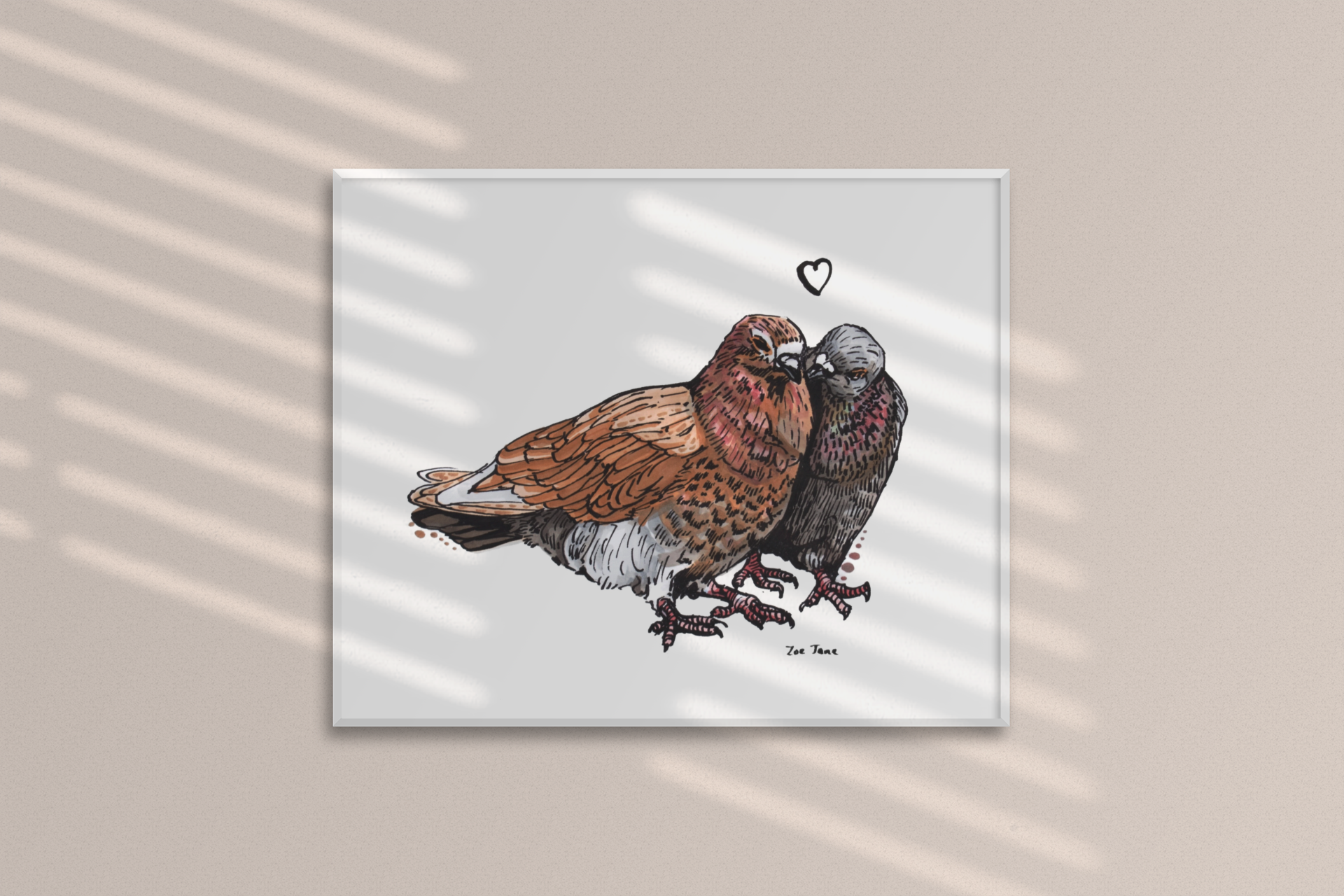 Preoccupied Pigeons (Print)