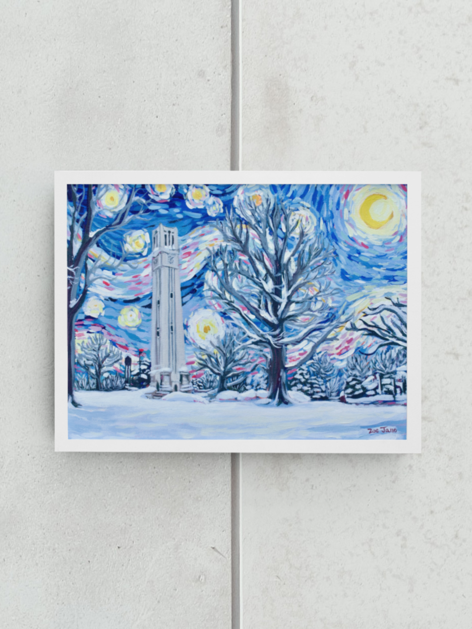 Starry Night/NC State University Bell Tower (Print)