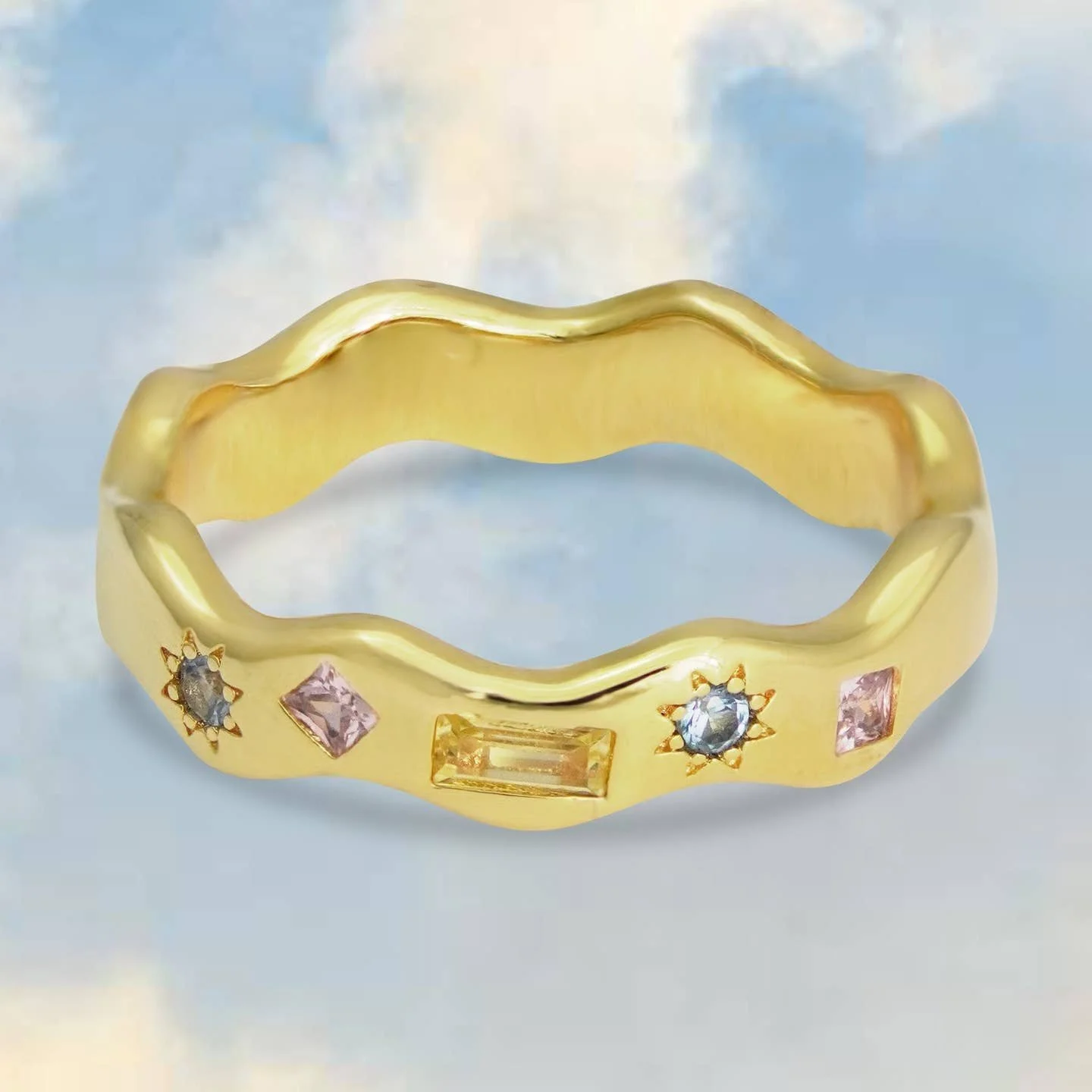 Junk Jewels Pastel Jewelled Wiggle Ring
