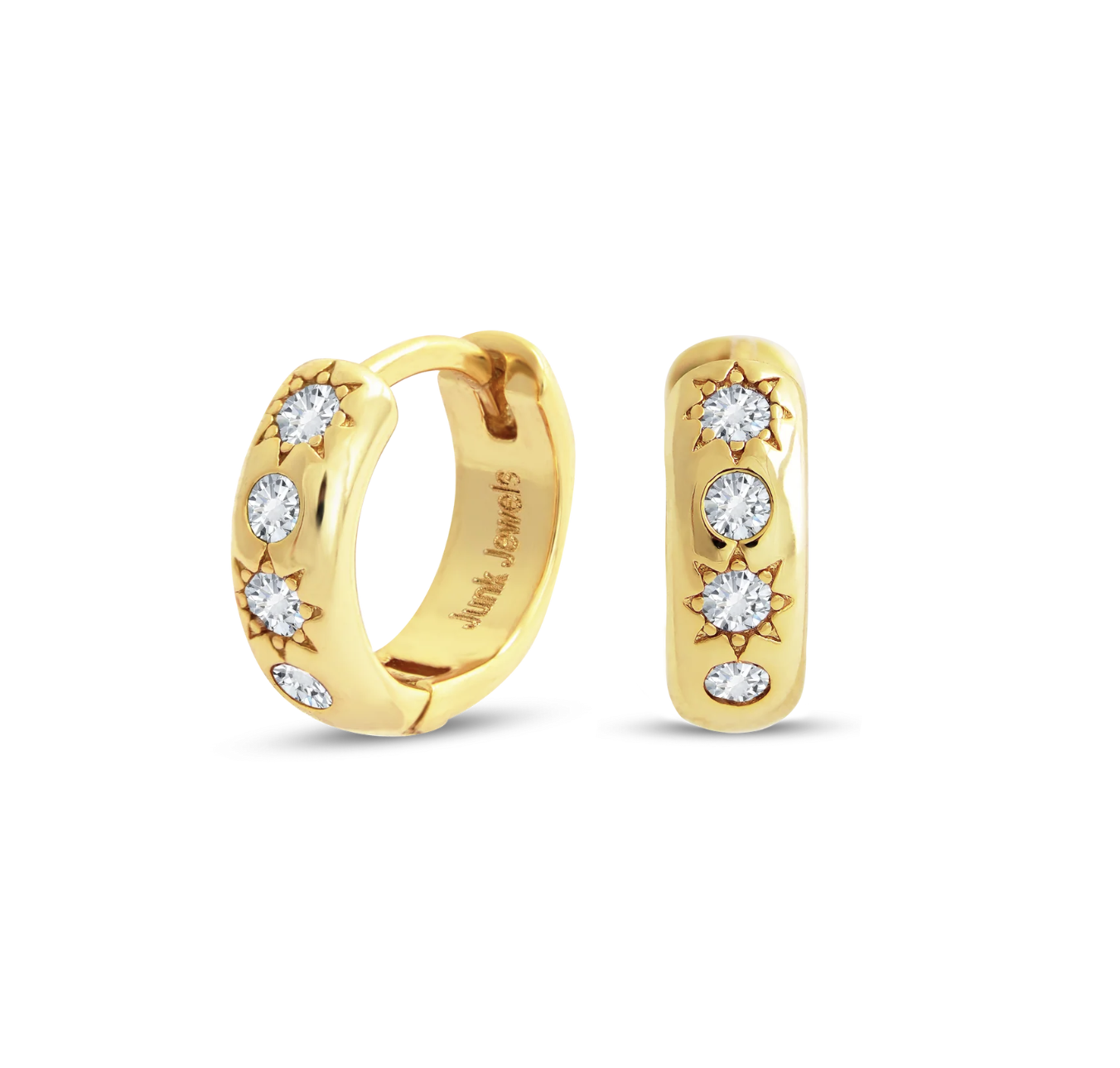 Junk Jewels White Stone Petite Hoop Earrings