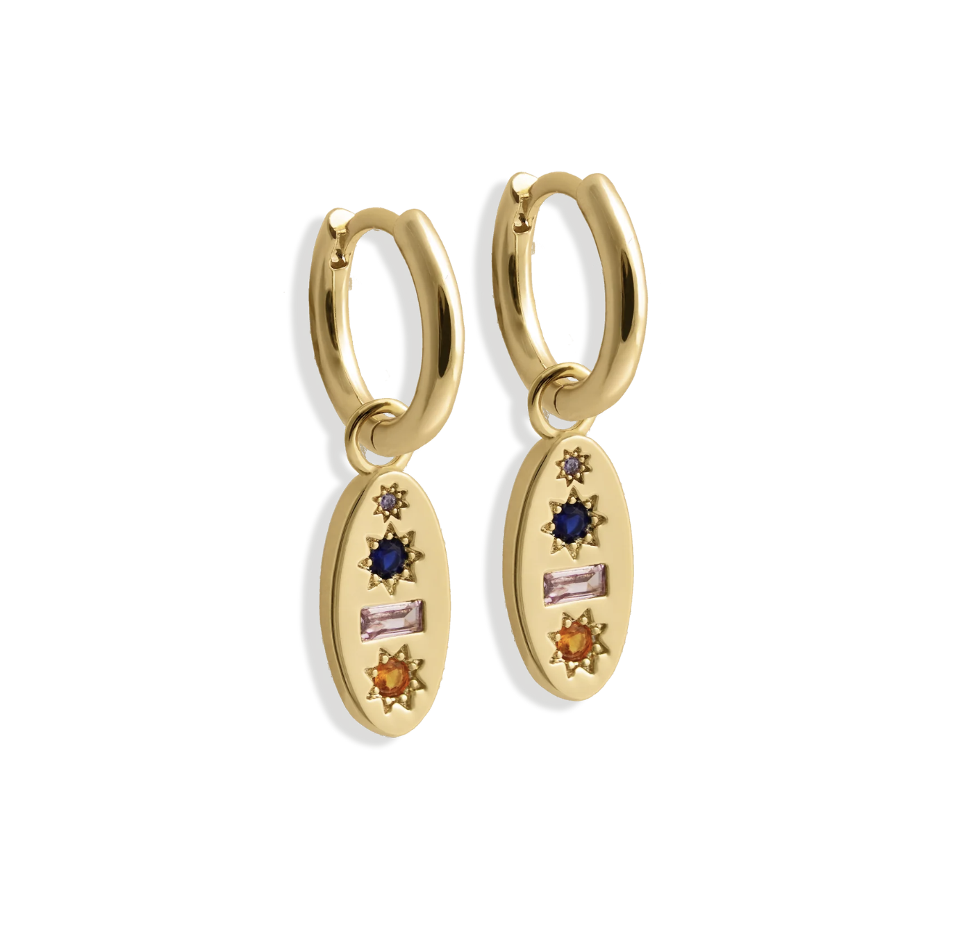 Junk Jewels Midnight Gemstone Charm Hoop Earrings