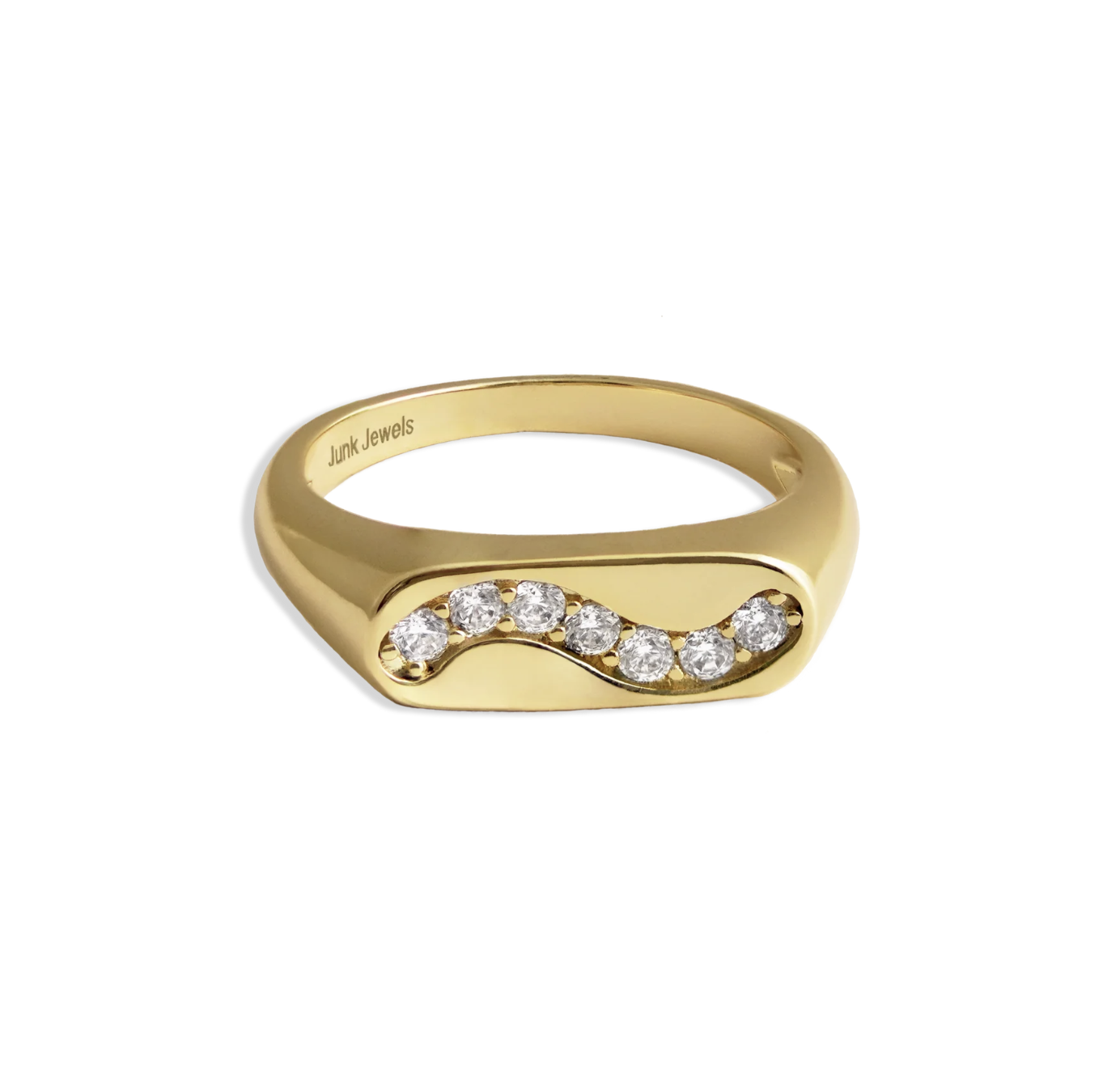 Junk Jewels Gold Glitter Wiggle Signet Ring