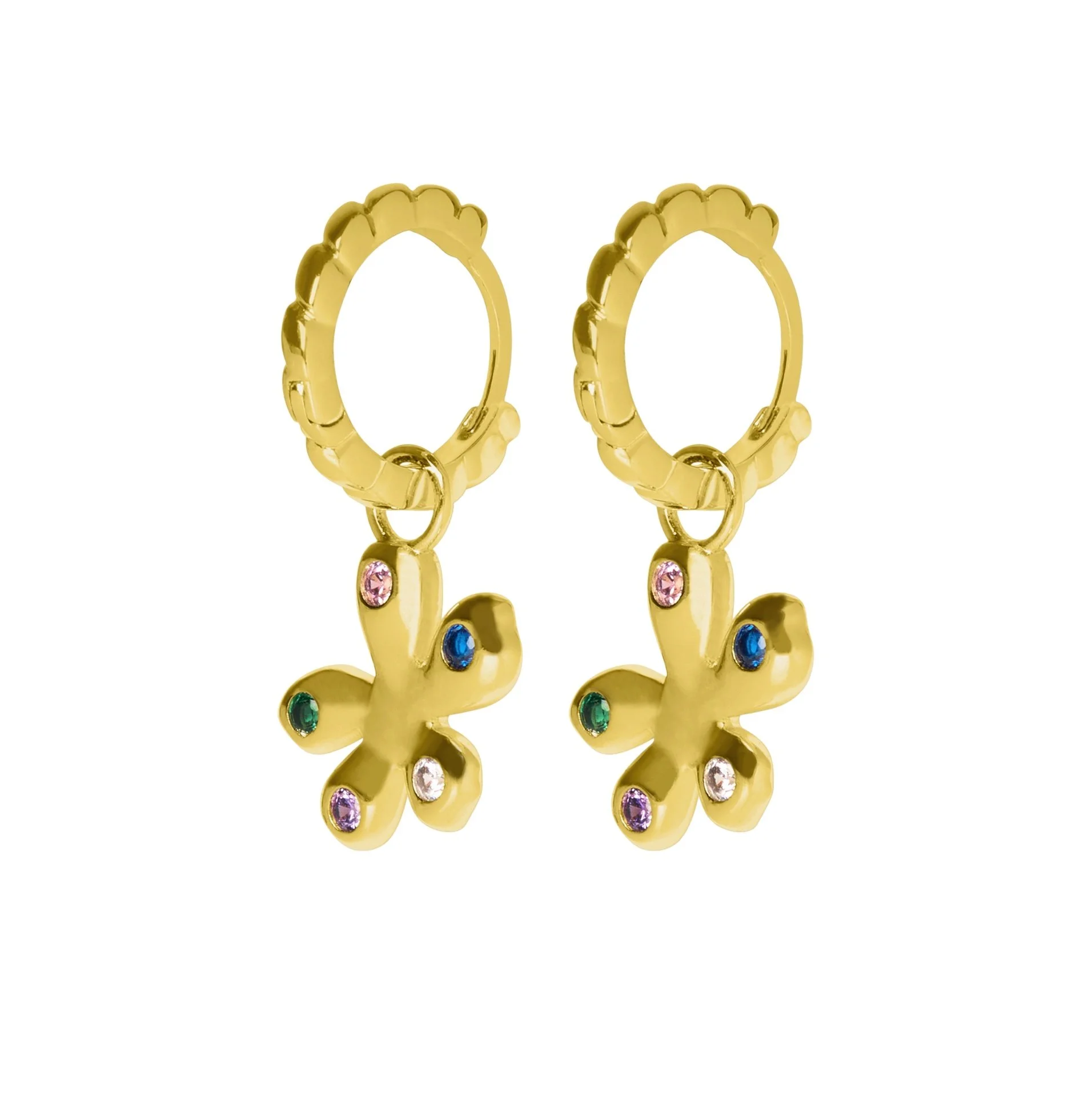 Junk Jewels Wildflower Charm Twisted Hoop Earrings