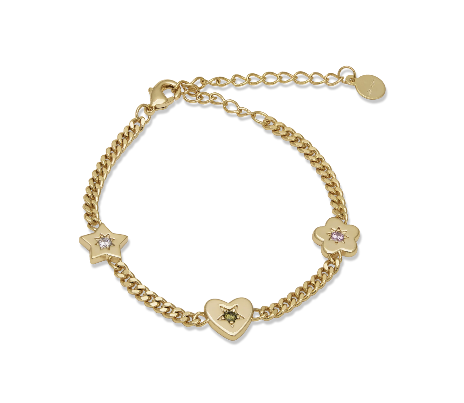 Junk Jewels Retro Gemstone Charm Bracelet