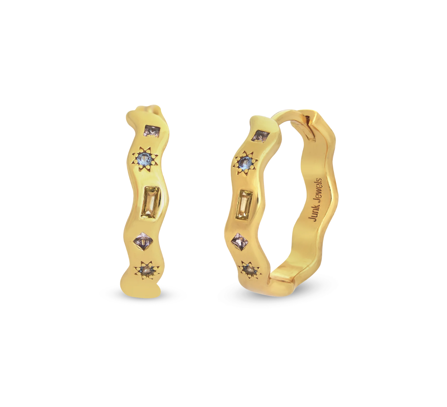 Junk Jewels Pastel Jewelled Wiggle Hoop Earrings