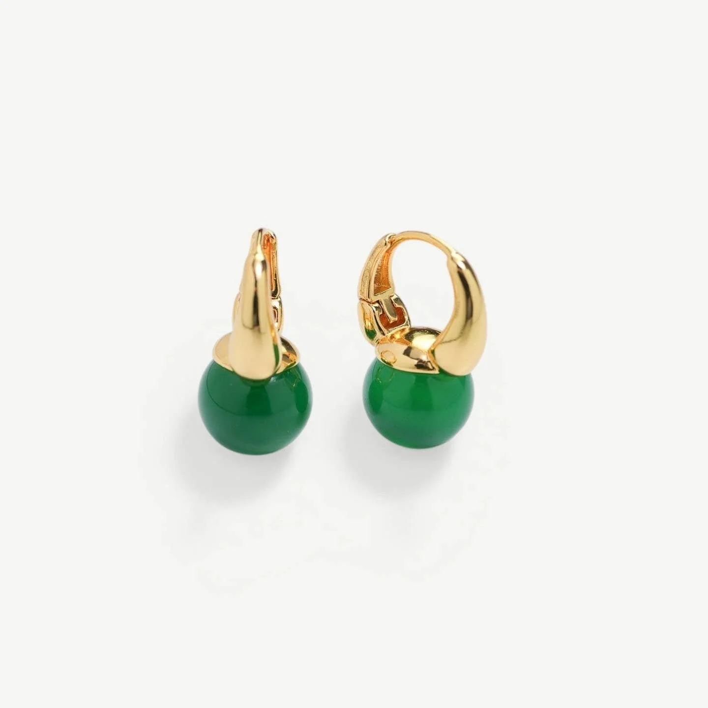 Miss Cecilia The Sienna Hoops - Green Agate