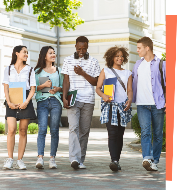 group of students walking on campus