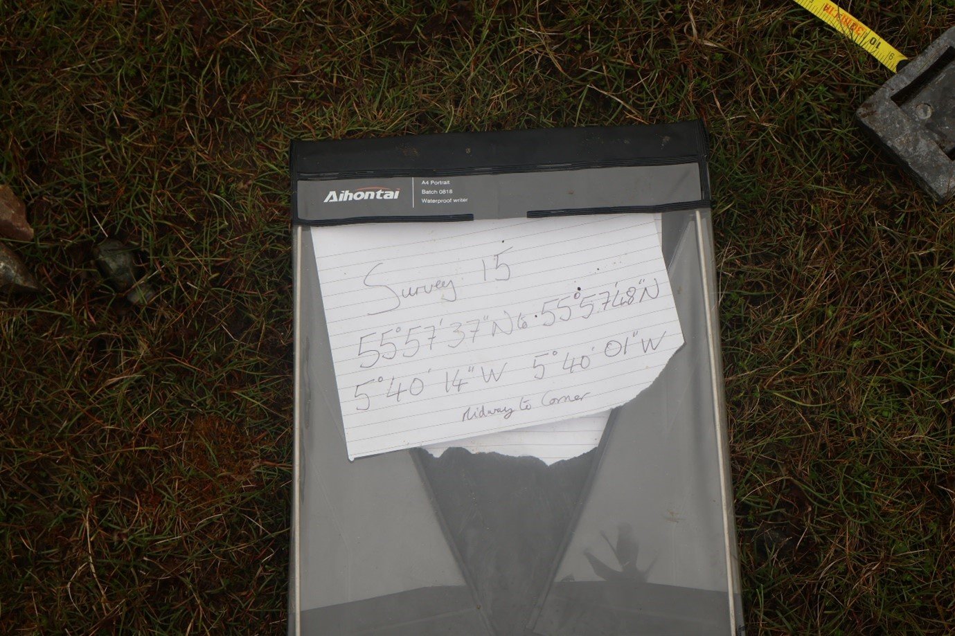 Fig 1. Survey coordinates and record sheet