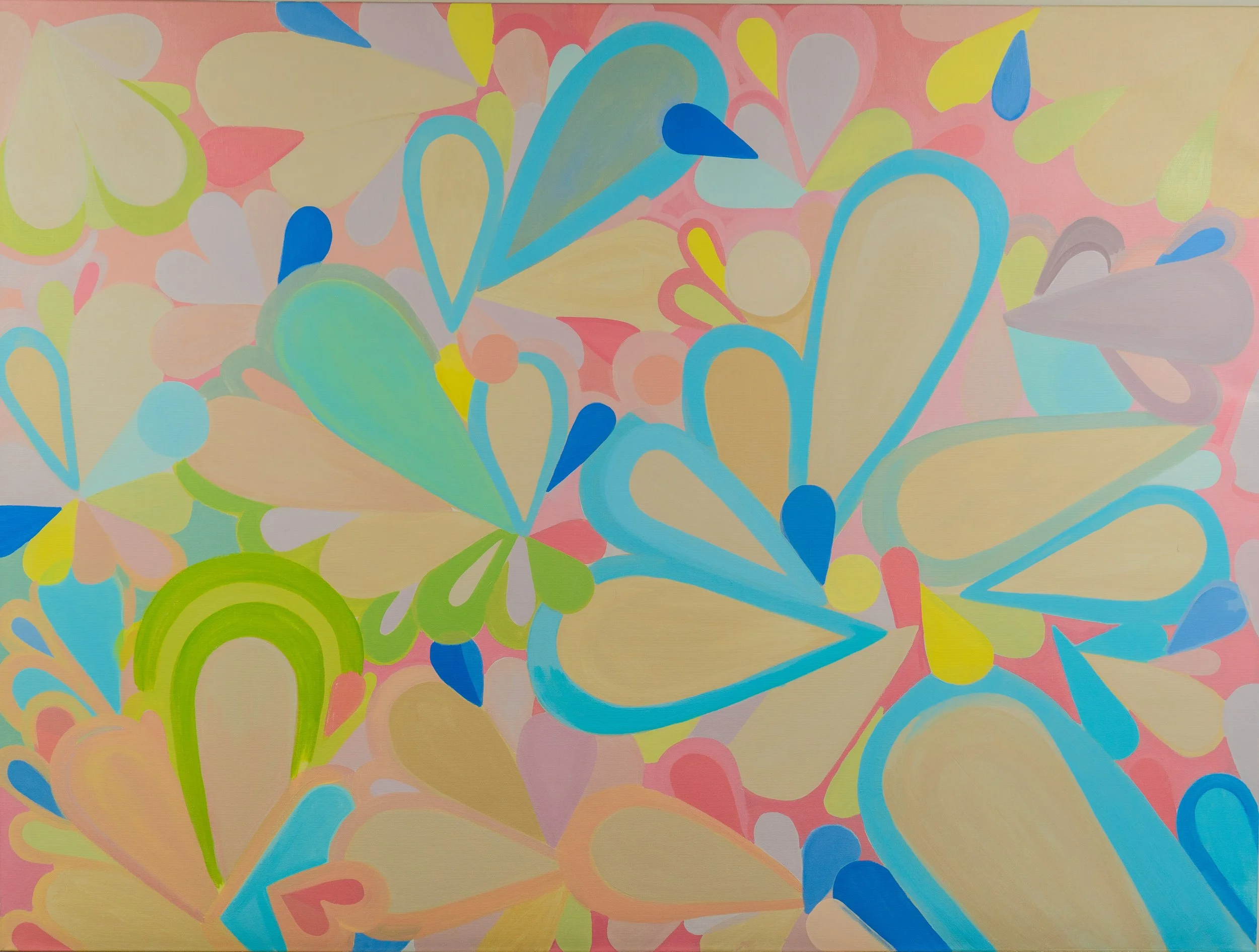"Daisy", acrylic on canvas, 2025, 36" x 48"