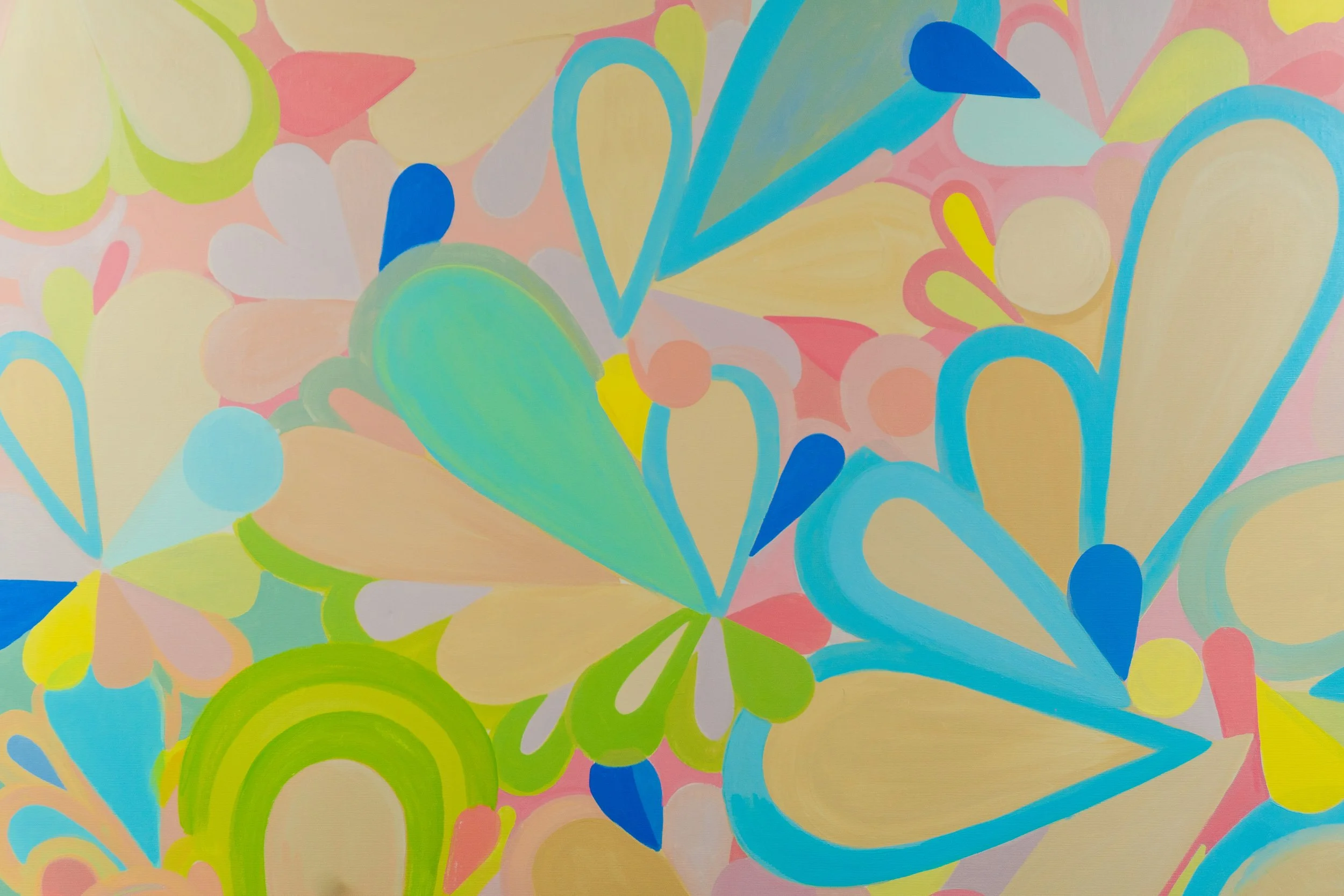 "Daisy", acrylic on canvas, 2025, 36" x 48"