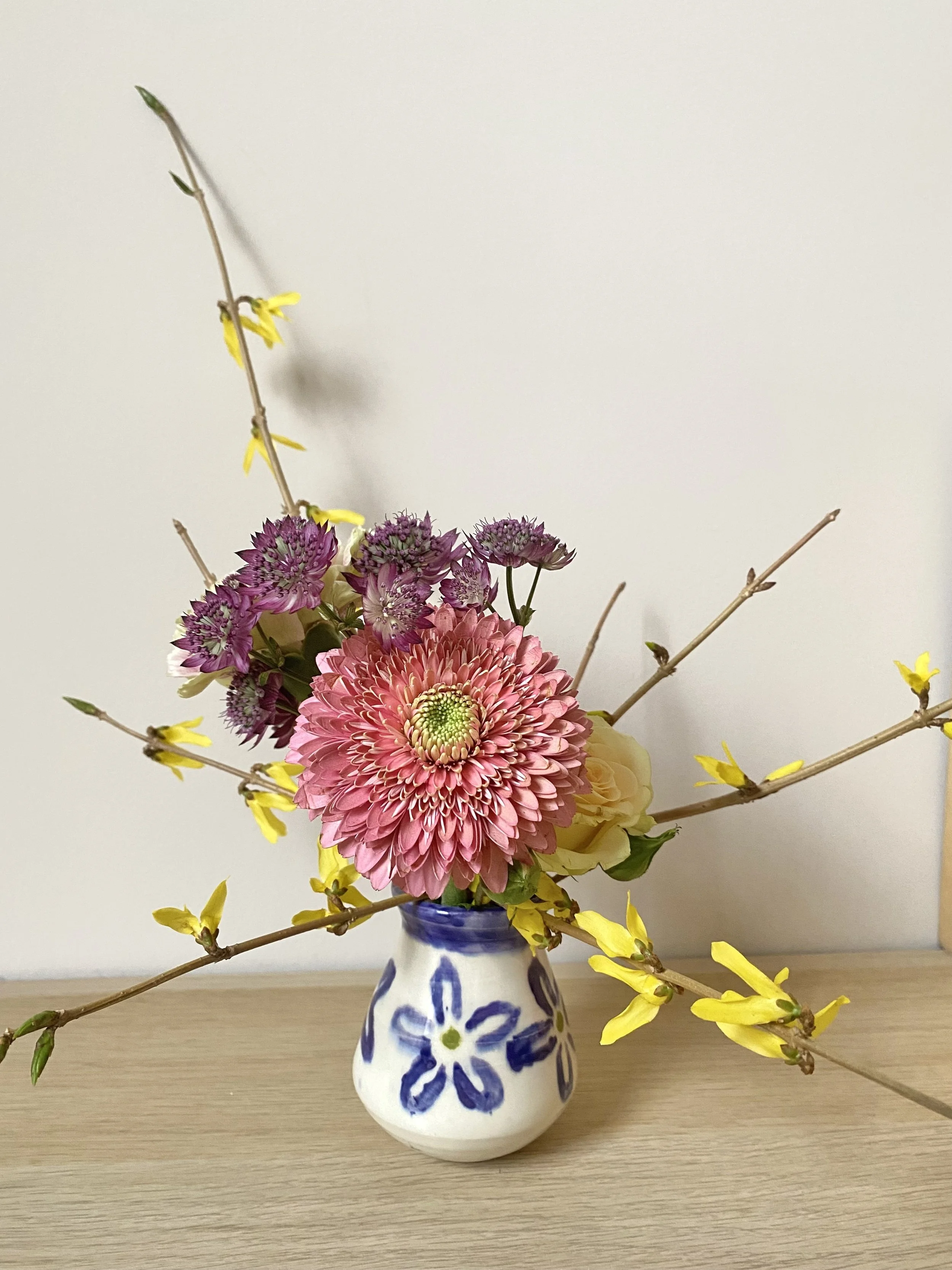 Pre-Order: Hand-Painted Vase & Floral Arrangement, Small