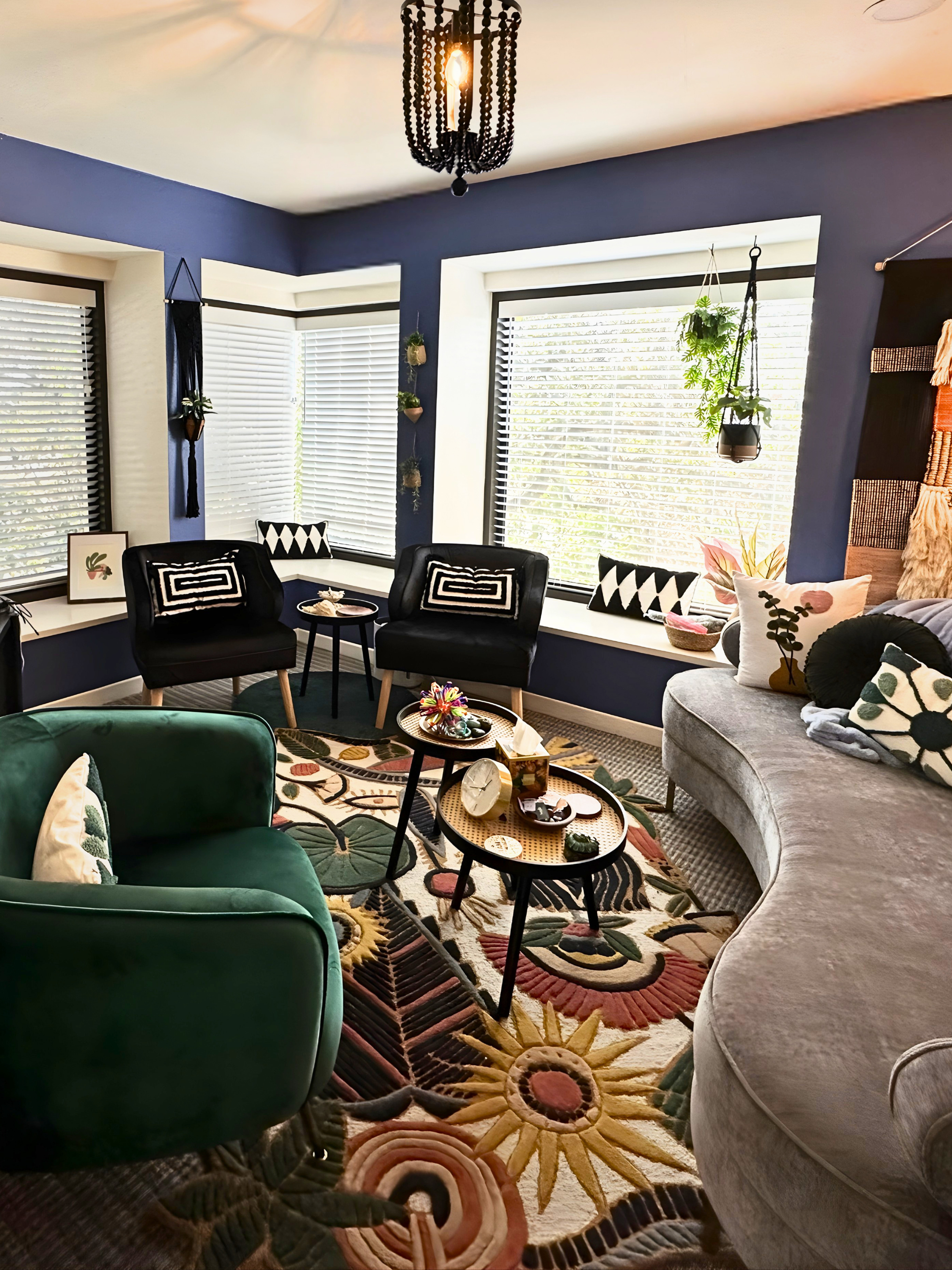 Modern, warm, inviting therapy office.