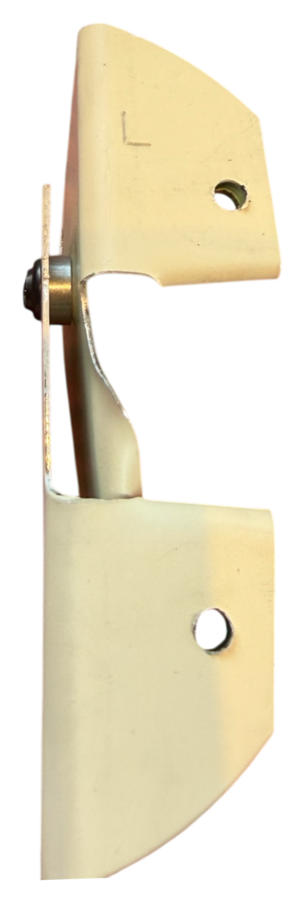 Close up of one half of a Foxtail Flip hinge, showcasing the spacer used at the pivot point