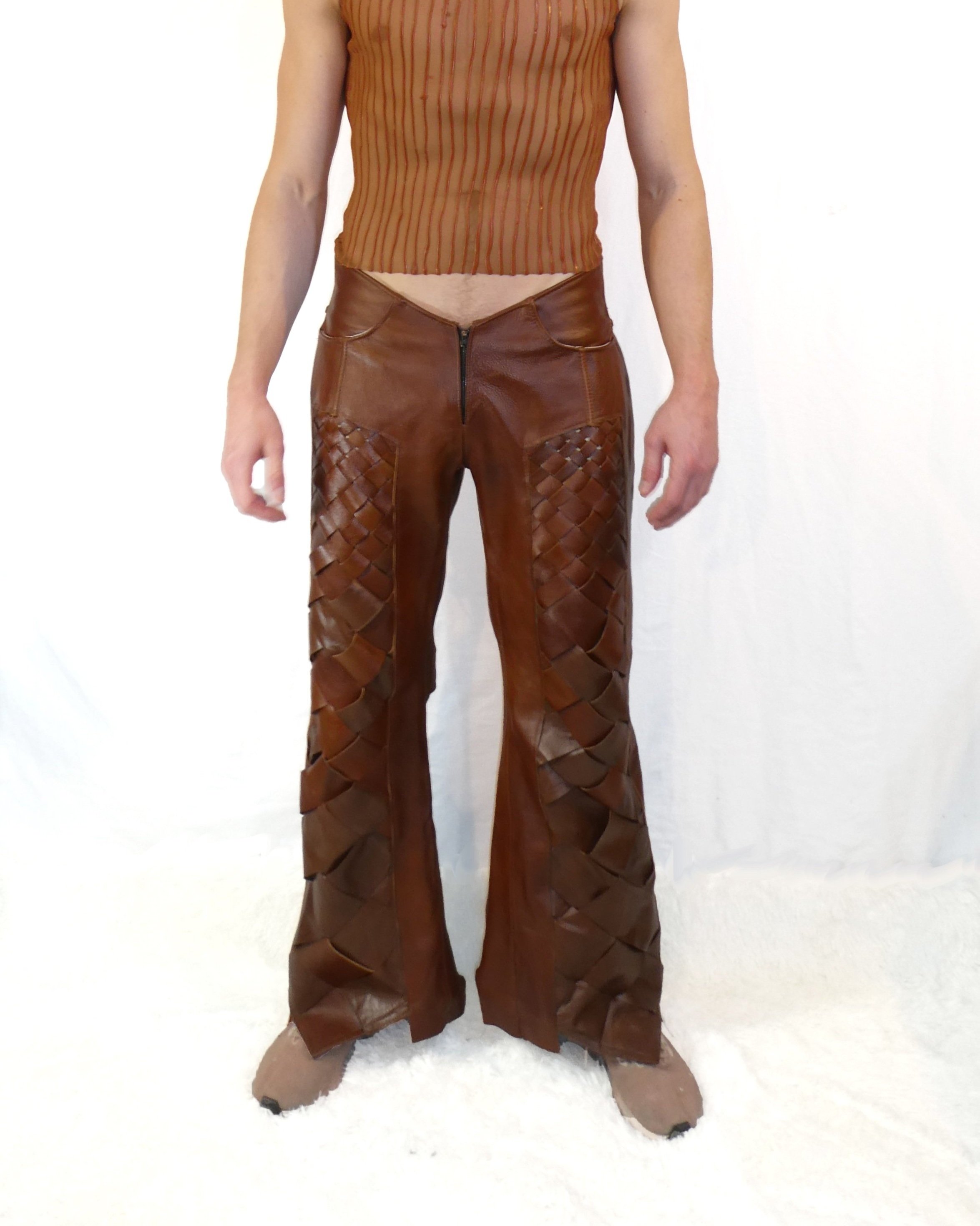 Twisted Diamond Leather Pants
