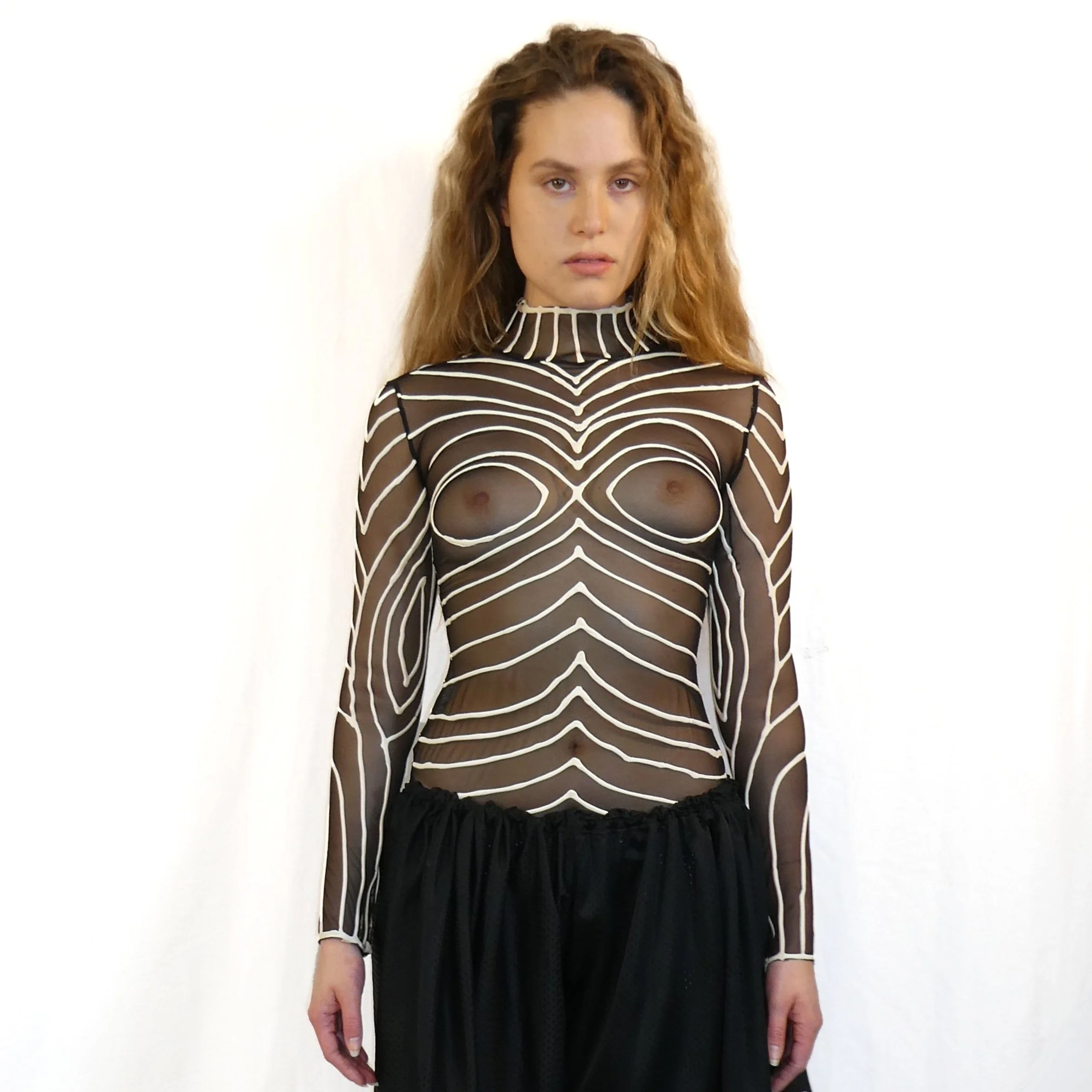 Ribbed Rubberized Long Sleeve with Breasts