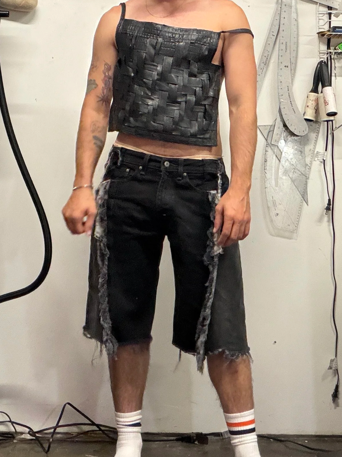 Split Jean Shorts