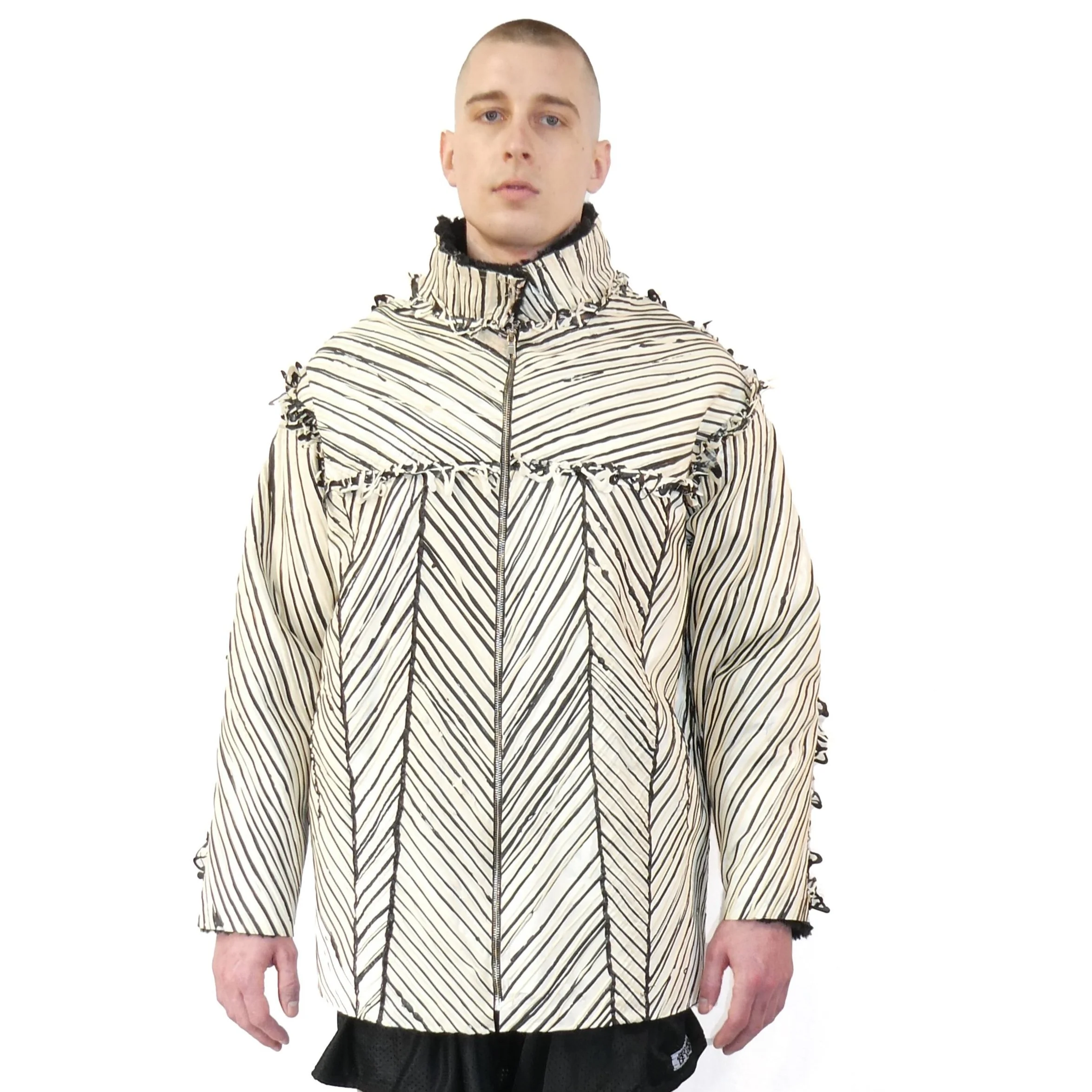 Black and White Rubber Rain Jacket