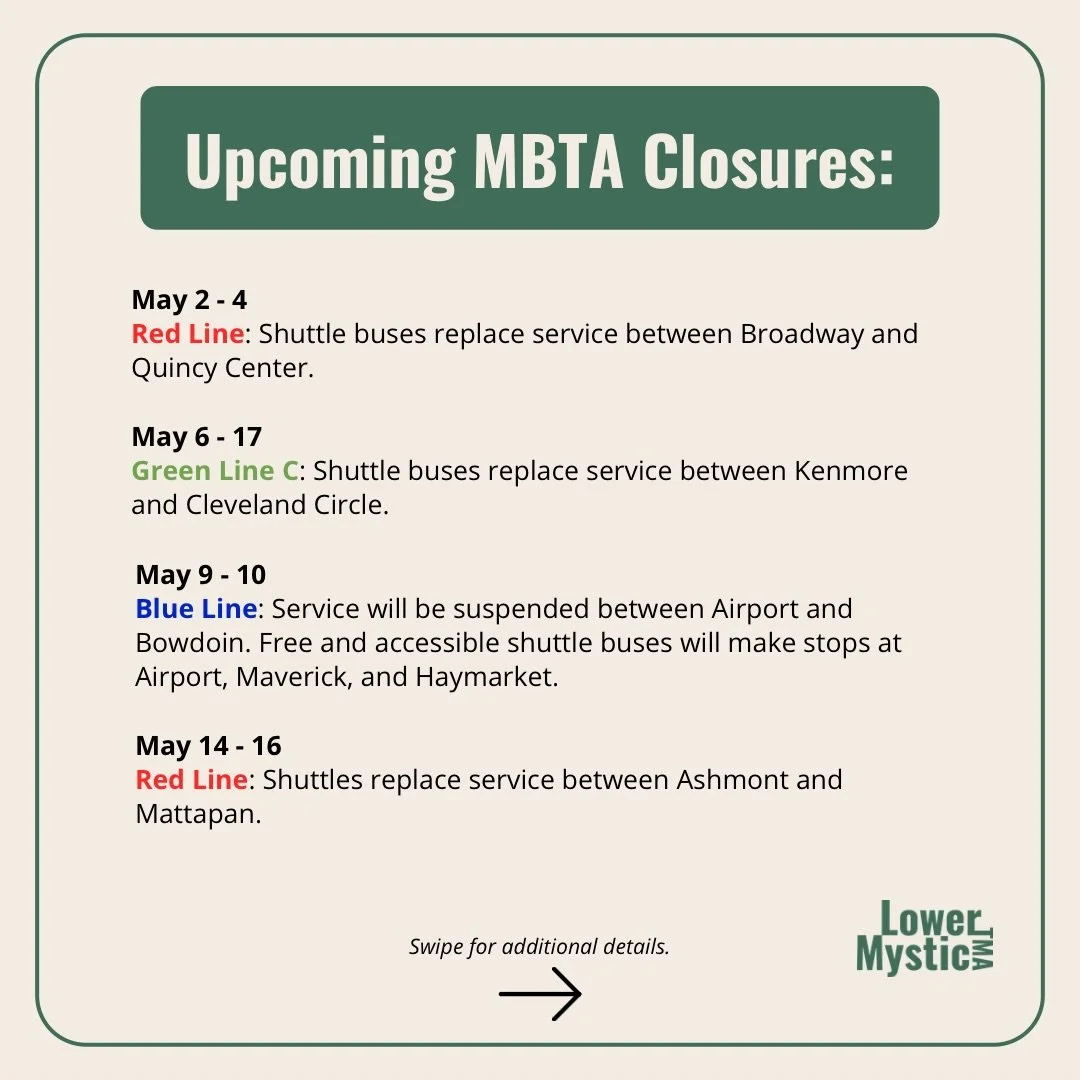 🔴🟢🔵 Heads up T riders! The MBTA has a busy May and June services schedule. We&rsquo;ve detailed some of the upcoming ones below and we will continue to update with additional line closures. 

Swipe through for details on each affected line!