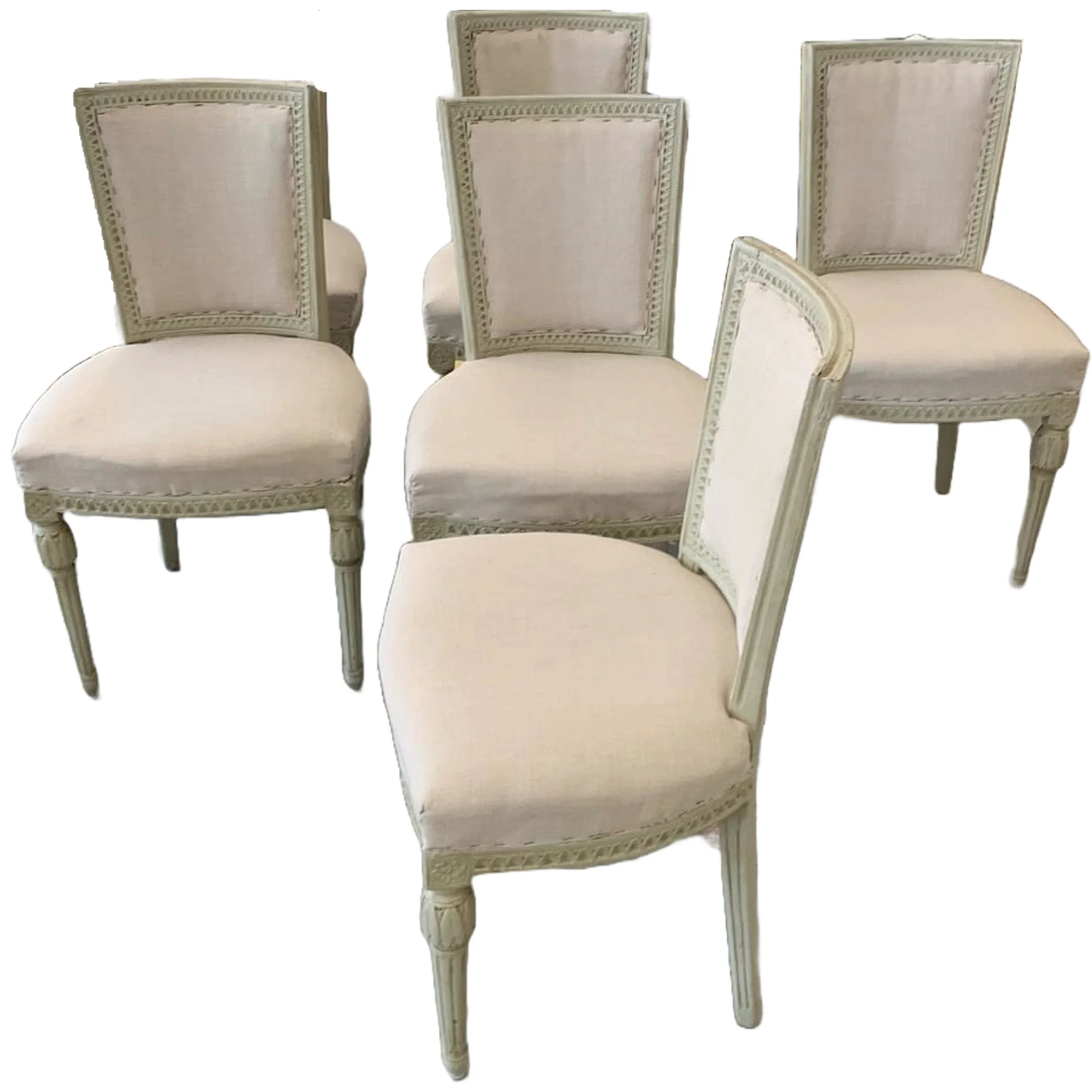 Antique Gustavian Period Painted Dining Chairs | Set of 6