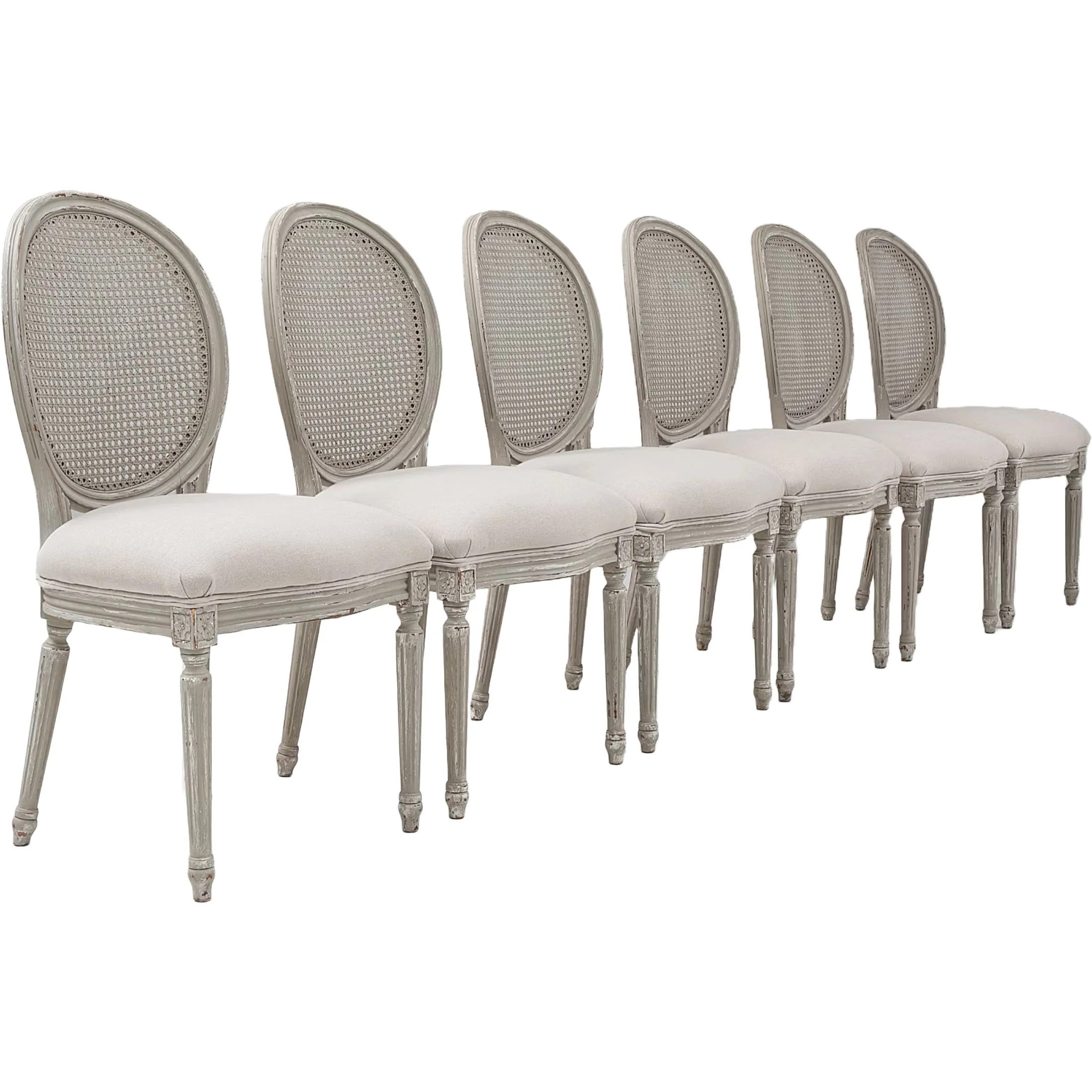 Antique Louis Philippe-Style Cane Back Dining Chairs | Set of 6