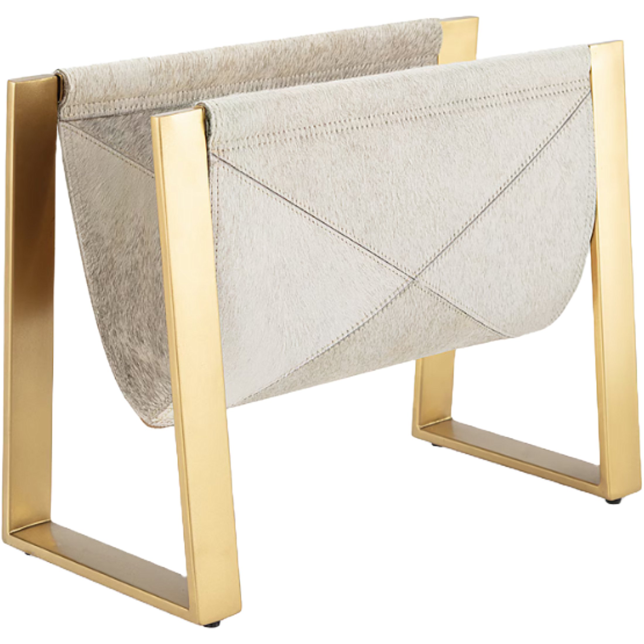 Hair on Hide &amp; Brass Magazine Rack