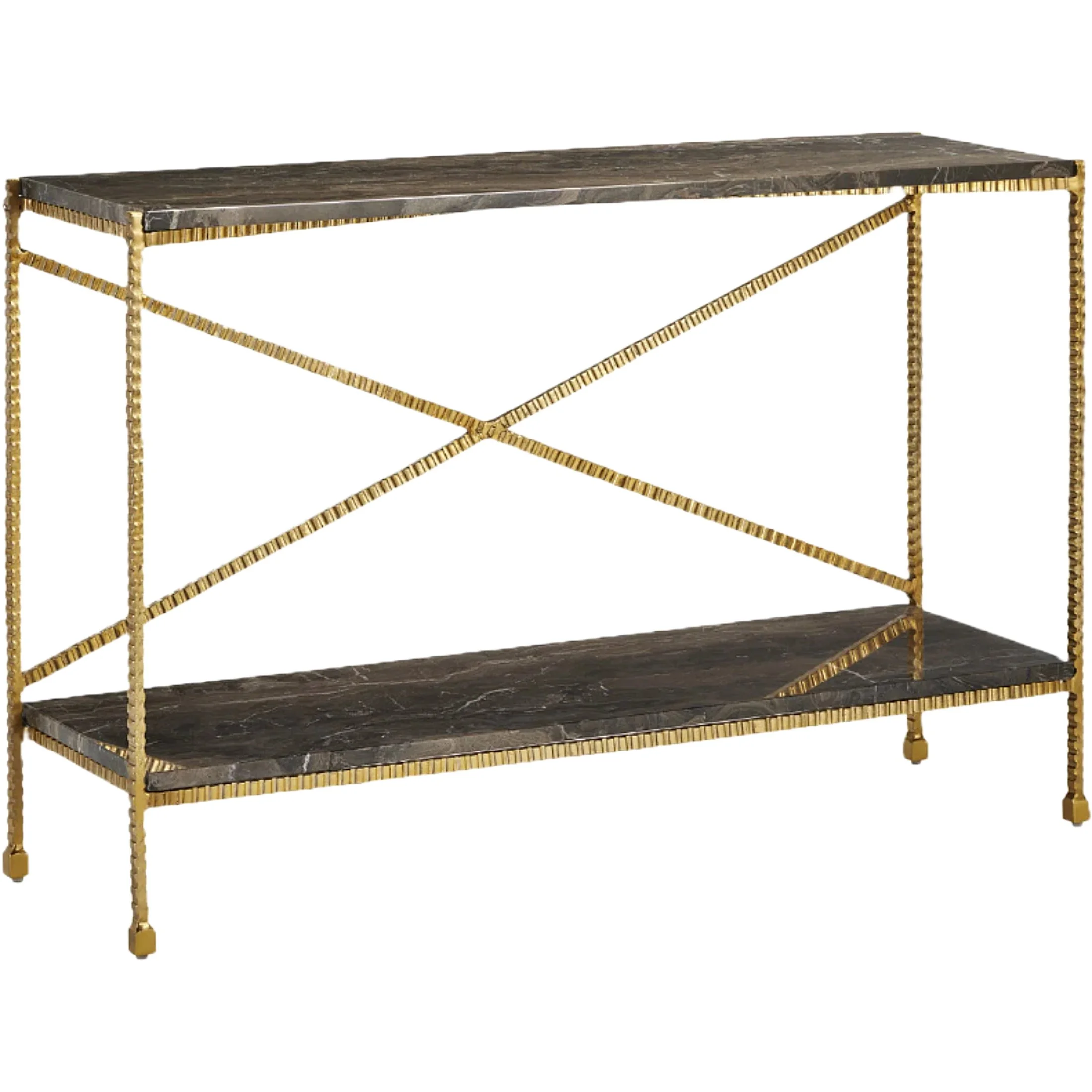Gilded Iron and Stone Console Table