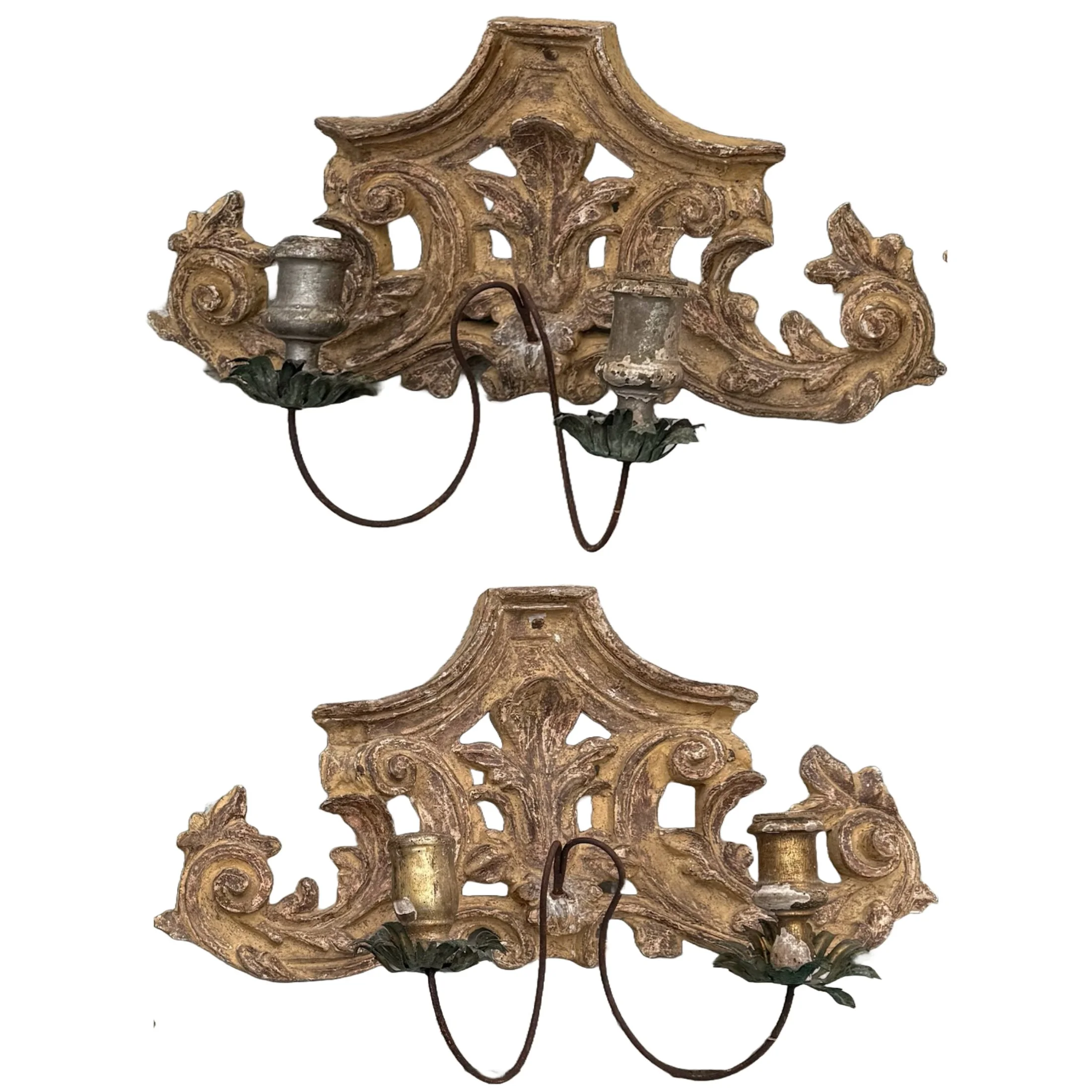 Antique Hand Carved Gilt Wood Over-Door Fragments