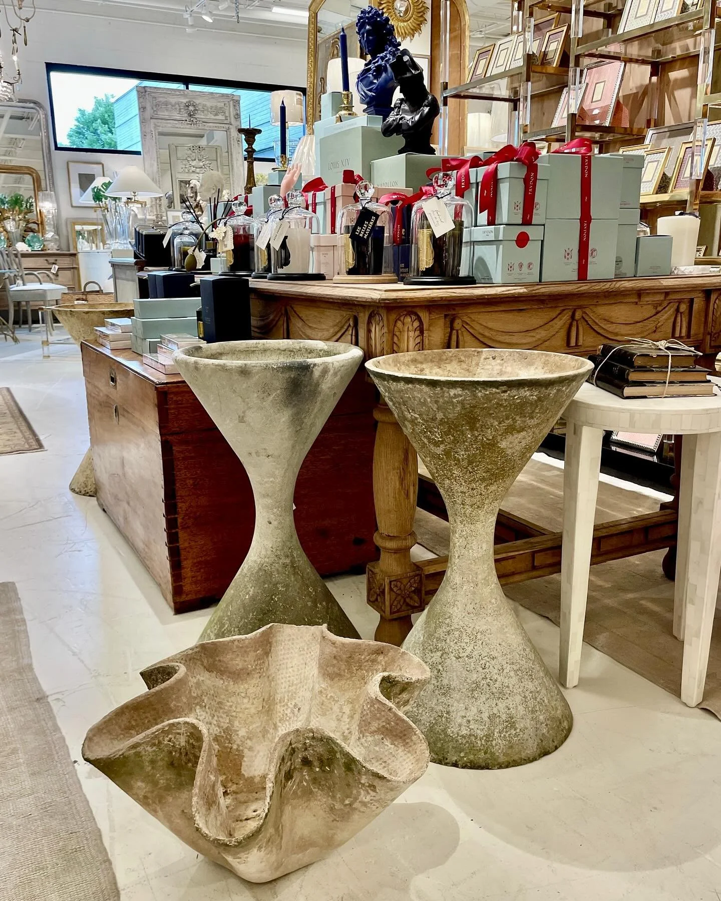 Still unpacking all the gorgeous Guhl! Discover our extensive collection of one-of-a-kind, hand-selected European Garden Antiques. Find more details and pics on our website at www.heritagemarkdesign.com. Shipping available. #heritageclt #curateddecor