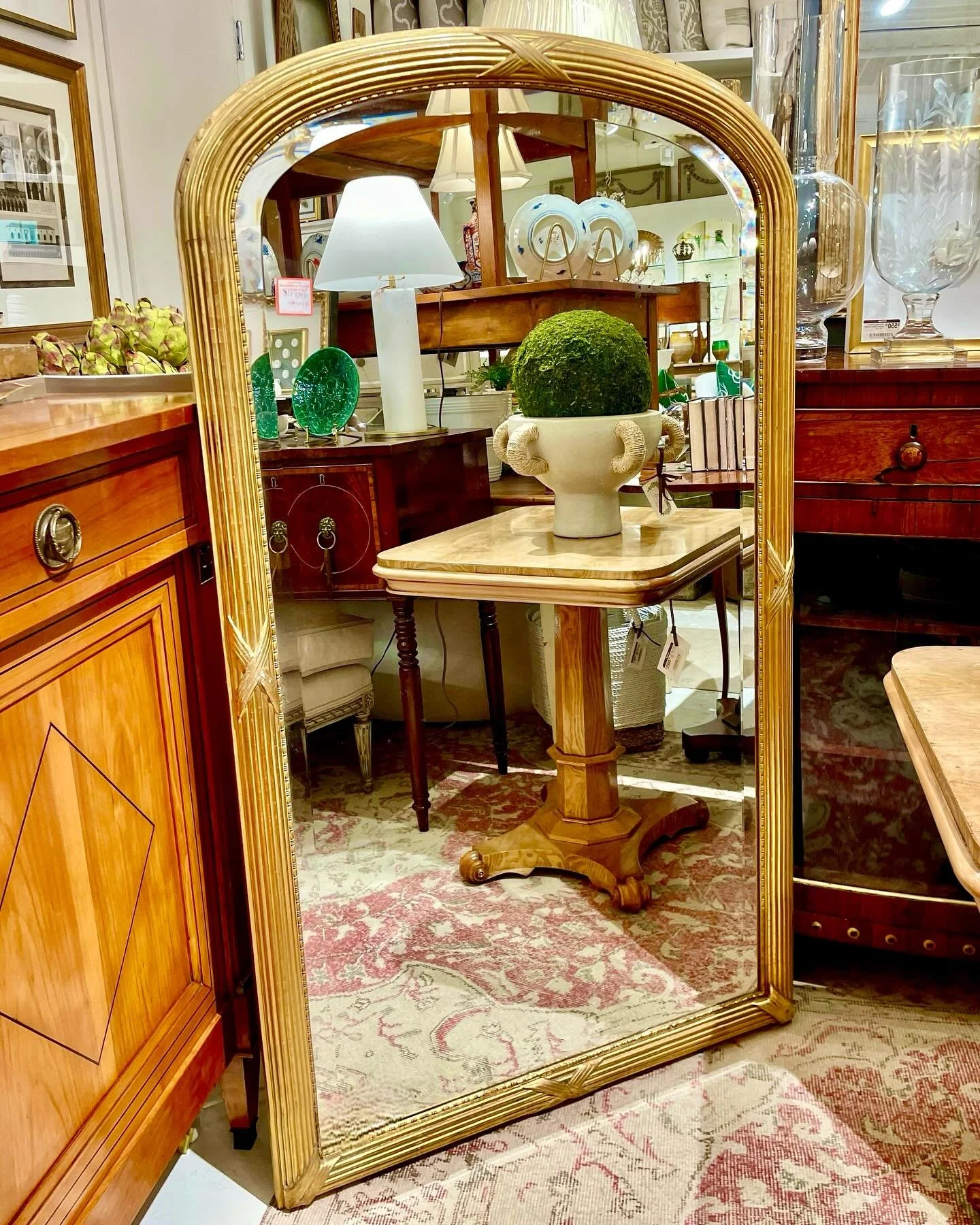 Another amazing new mirror&mdash;Antique Louis XVI Gold Gilt Mirror with Channel Molding. French, c.1890. Dimensions are 33W x 56.6H. Discover our extensive collection of one-of-a-kind, hand-selected European Antiques and Curated Decor. Find more det